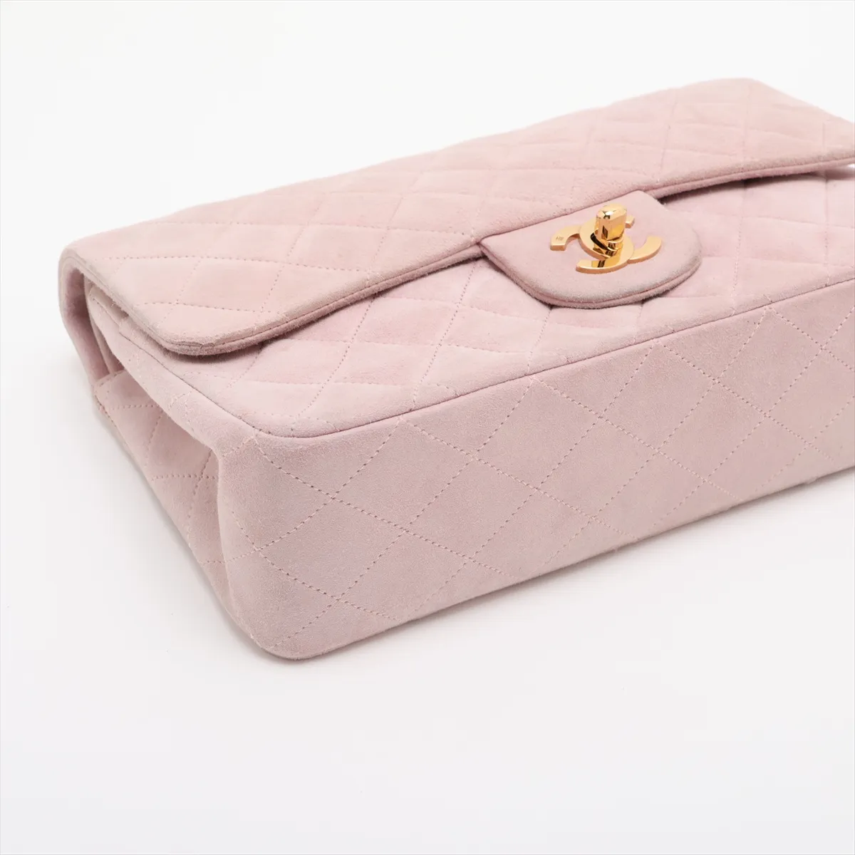 Matelassé 25 Suede Double Flap Double Chain Bag, Pink with Gold Hardware, 2853939, Series 2, A01112 — view 4