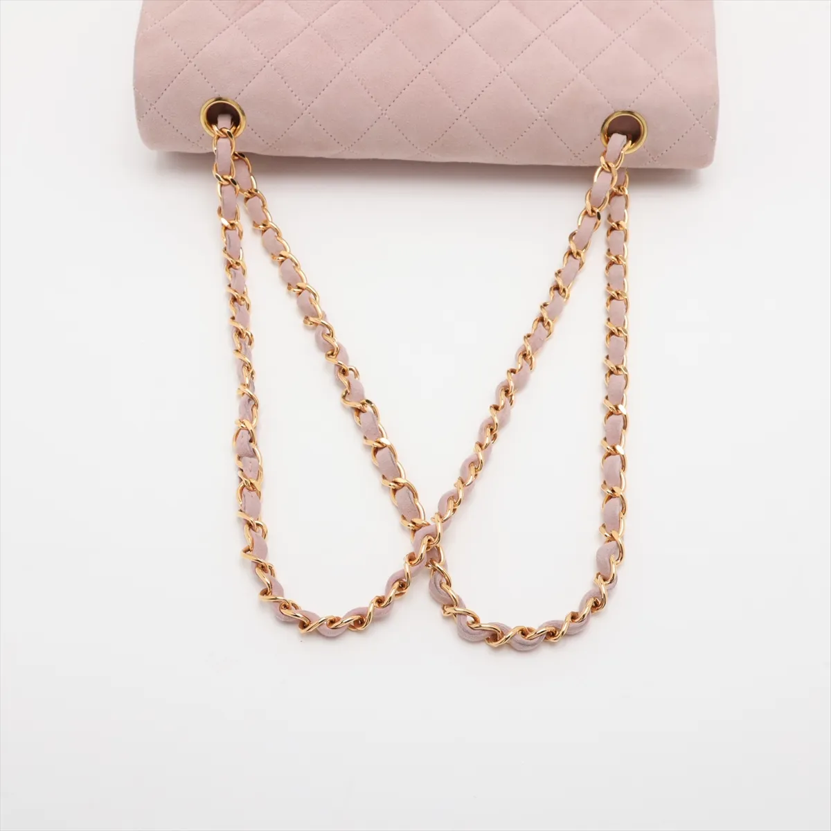 Matelassé 25 Suede Double Flap Double Chain Bag, Pink with Gold Hardware, 2853939, Series 2, A01112 — view 5