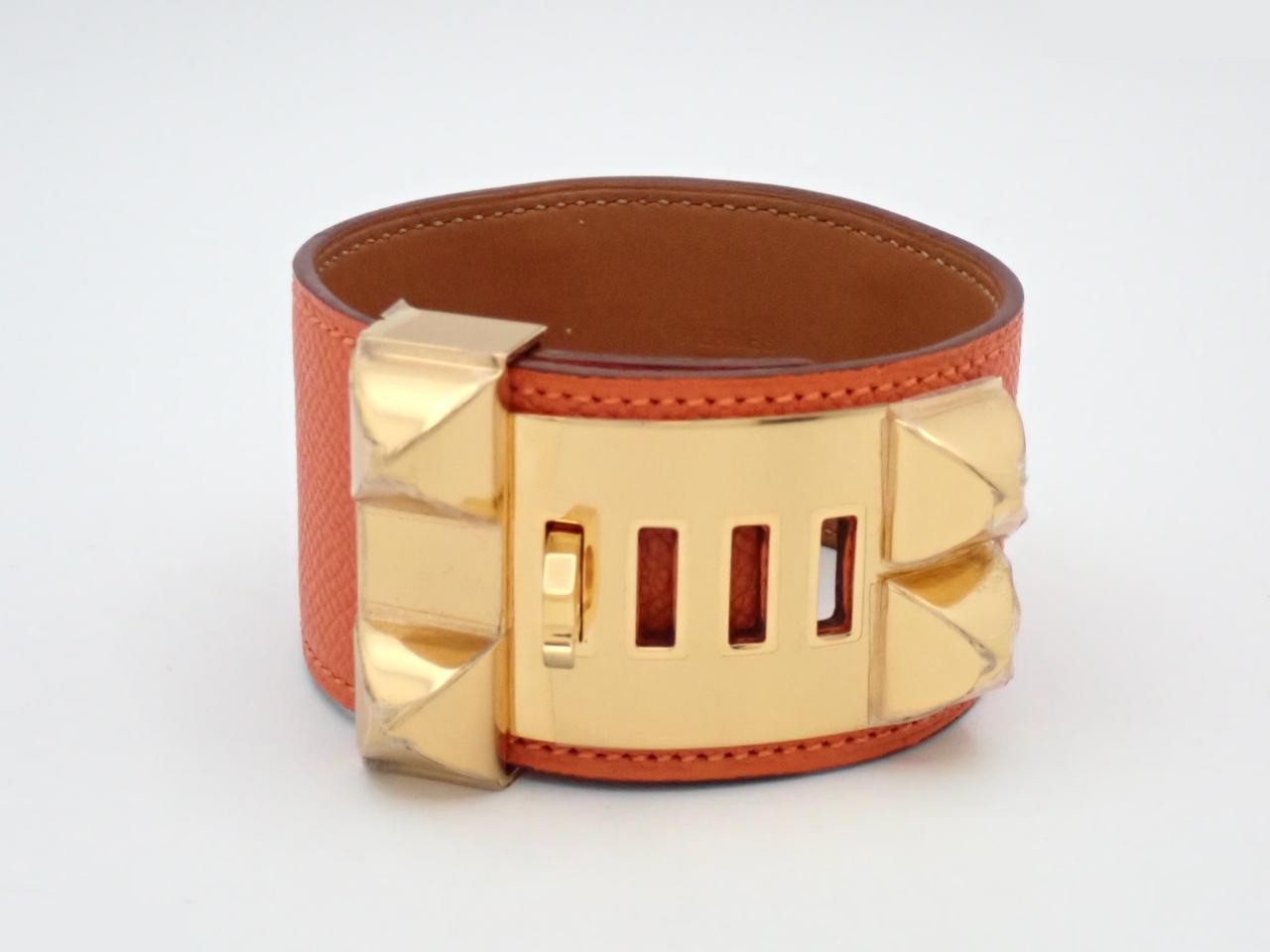 Leather bracelet, "Collier de Chien," orange, wrist circumference approximately 19 cm. — view 2