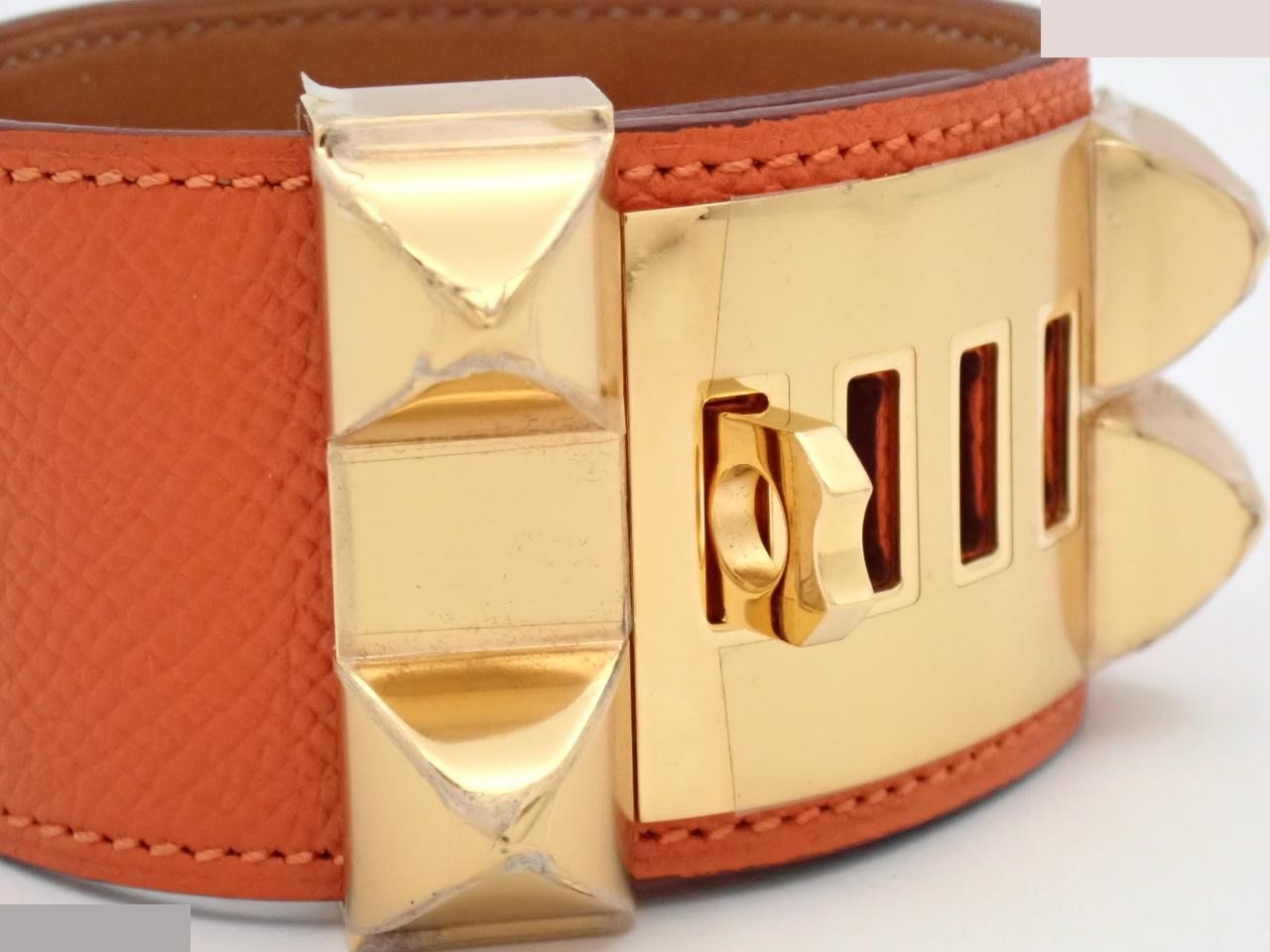 Leather bracelet, "Collier de Chien," orange, wrist circumference approximately 19 cm. — view 3