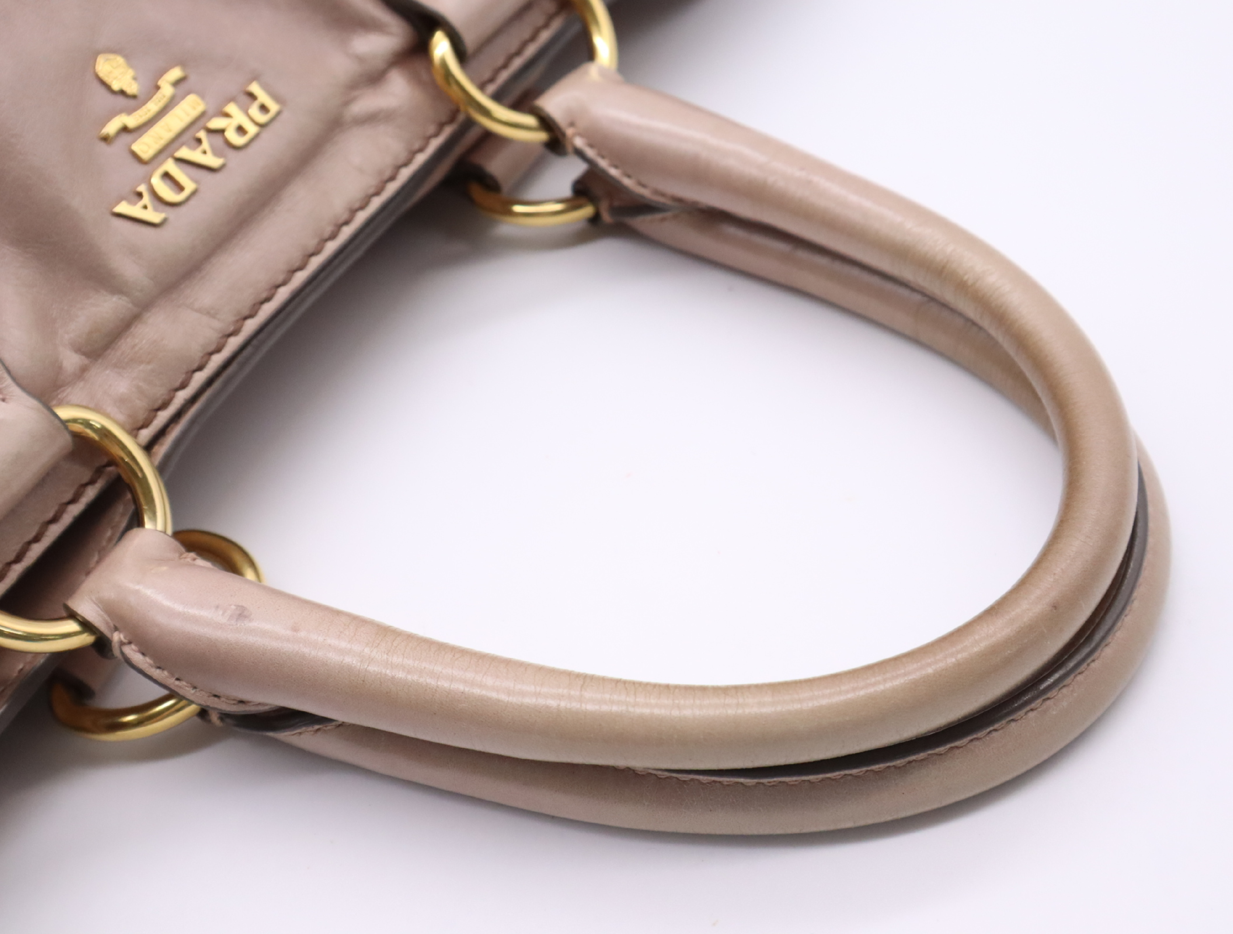 Leather Tote Bag, Pink Beige, Gold Hardware — view 12