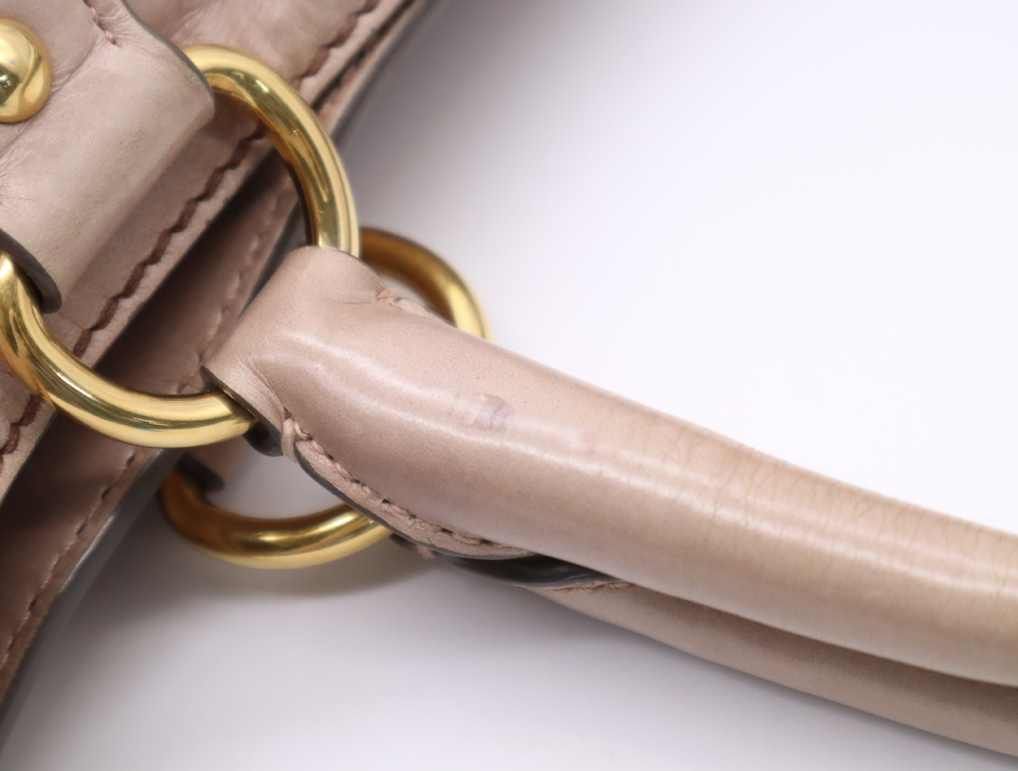 Leather Tote Bag, Pink Beige, Gold Hardware — view 13