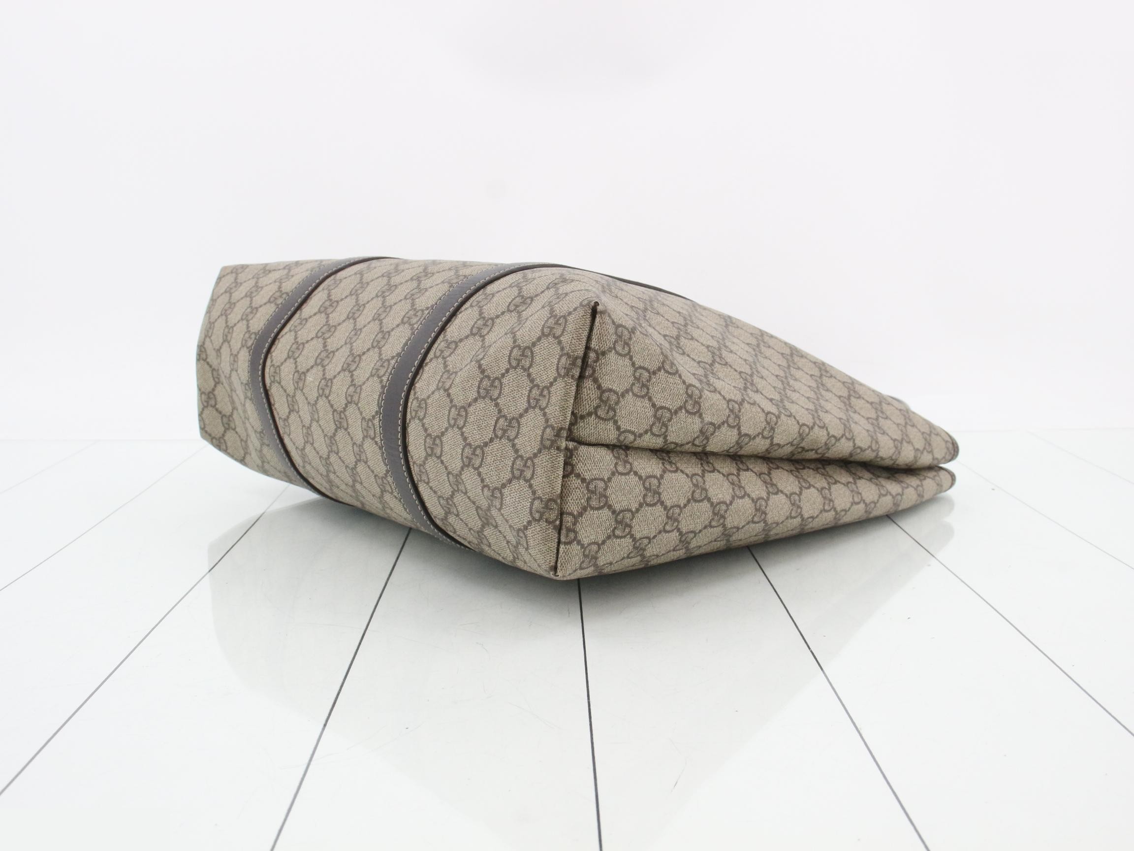 223668 GG Supreme Tote Bag, Beige x Brown Leather — view 6