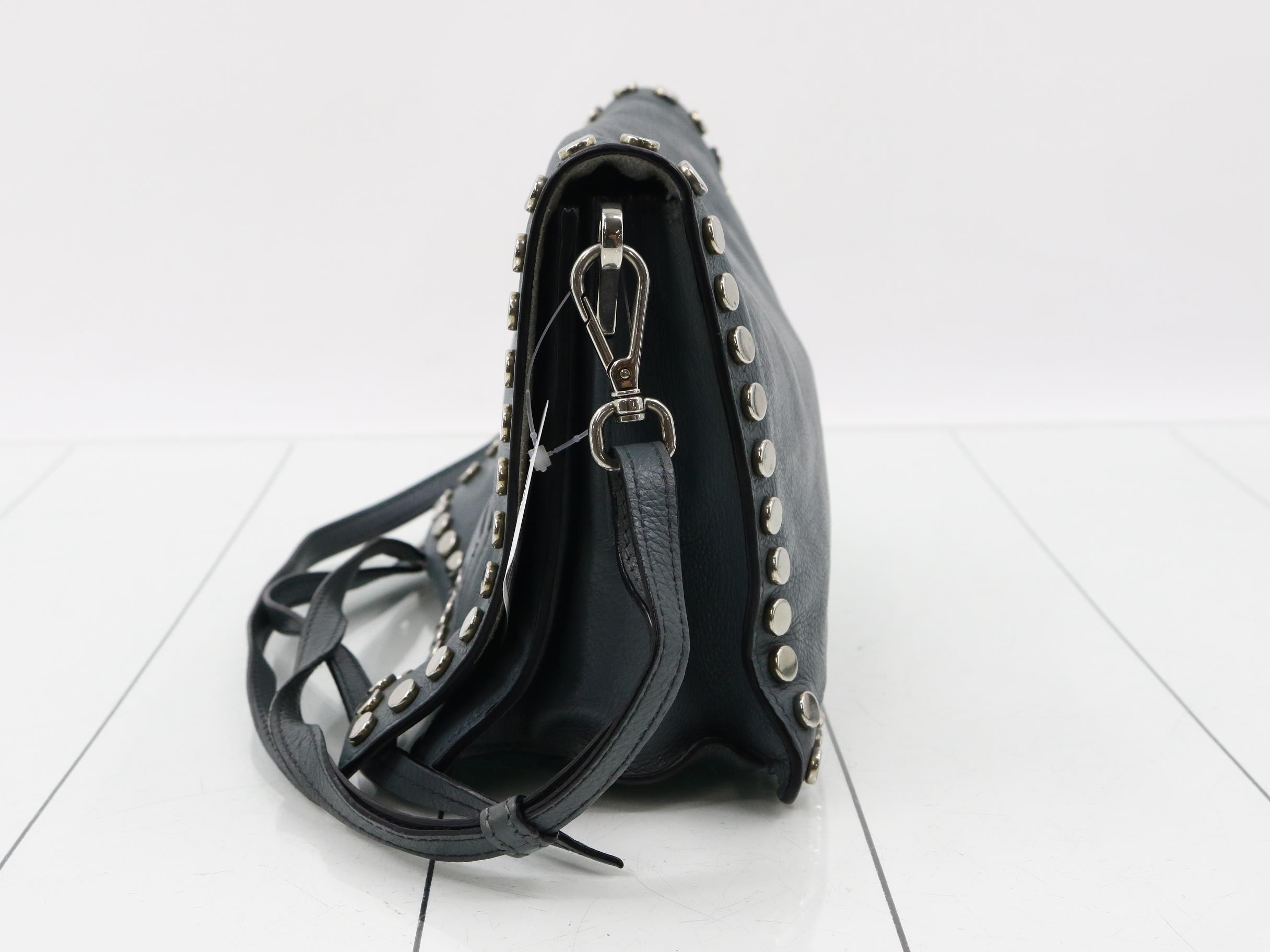 Leather studded semi-shoulder bag — view 3