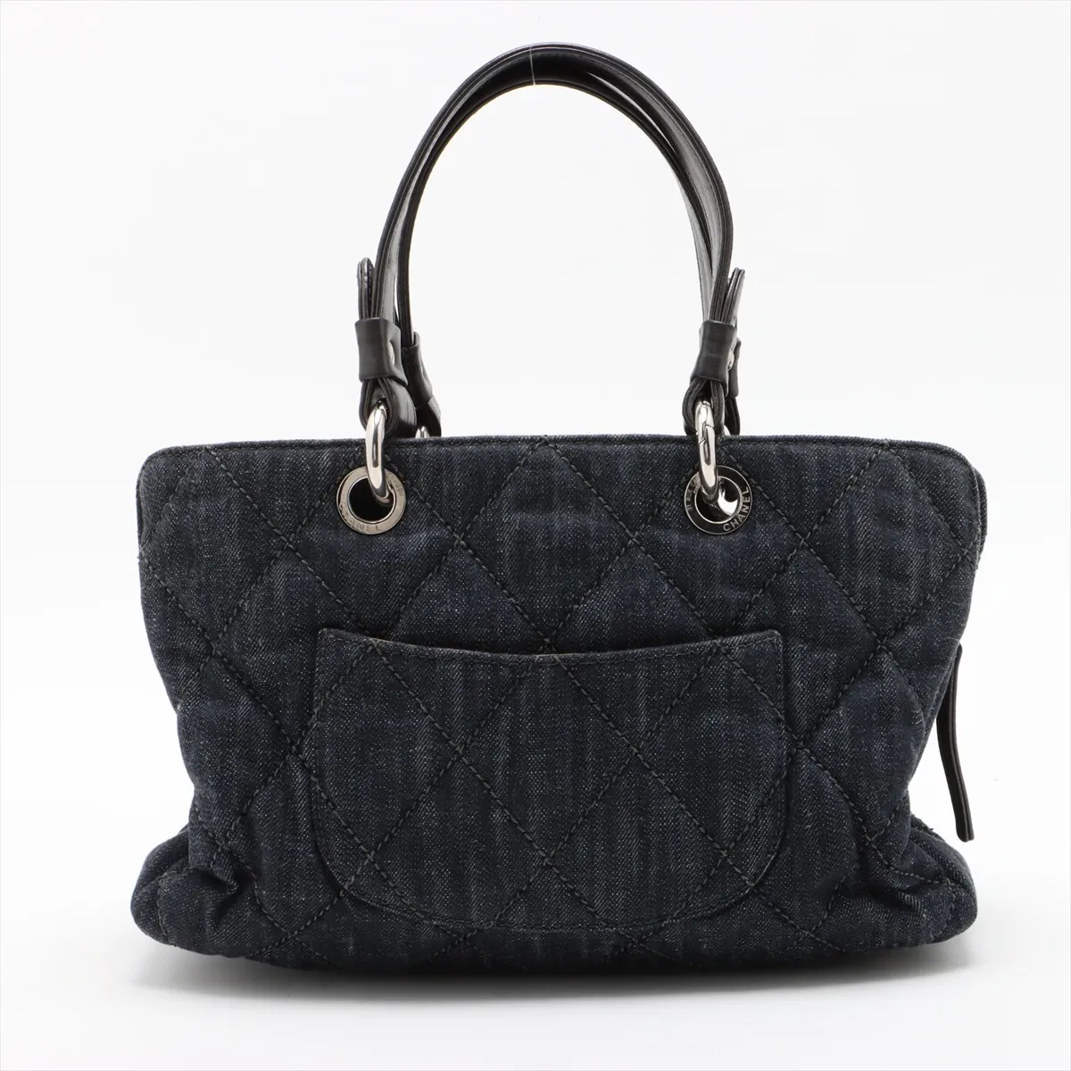 Matelasse Denim x Leather 2WAY Handbag Navy Silver Hardware 12780346 No. 12 — view 2