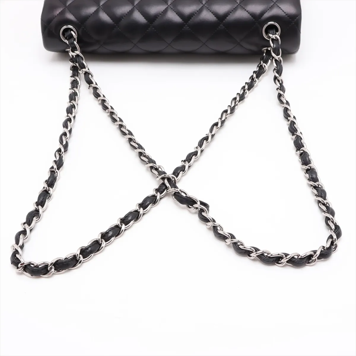 Large Matelassé 30 Lambskin Double Flap Double Chain Bag, Black with Gold Hardware, 16857236, Serial Number 16-series, A58600 — view 5