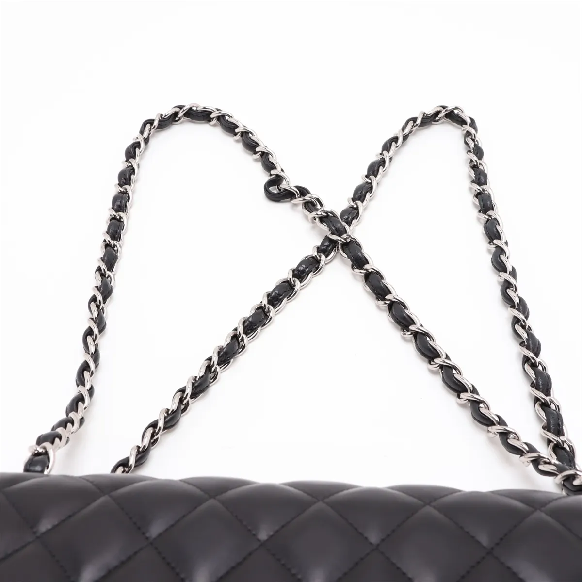 Large Matelassé 30 Lambskin Double Flap Double Chain Bag, Black with Gold Hardware, 16857236, Serial Number 16-series, A58600 — view 6