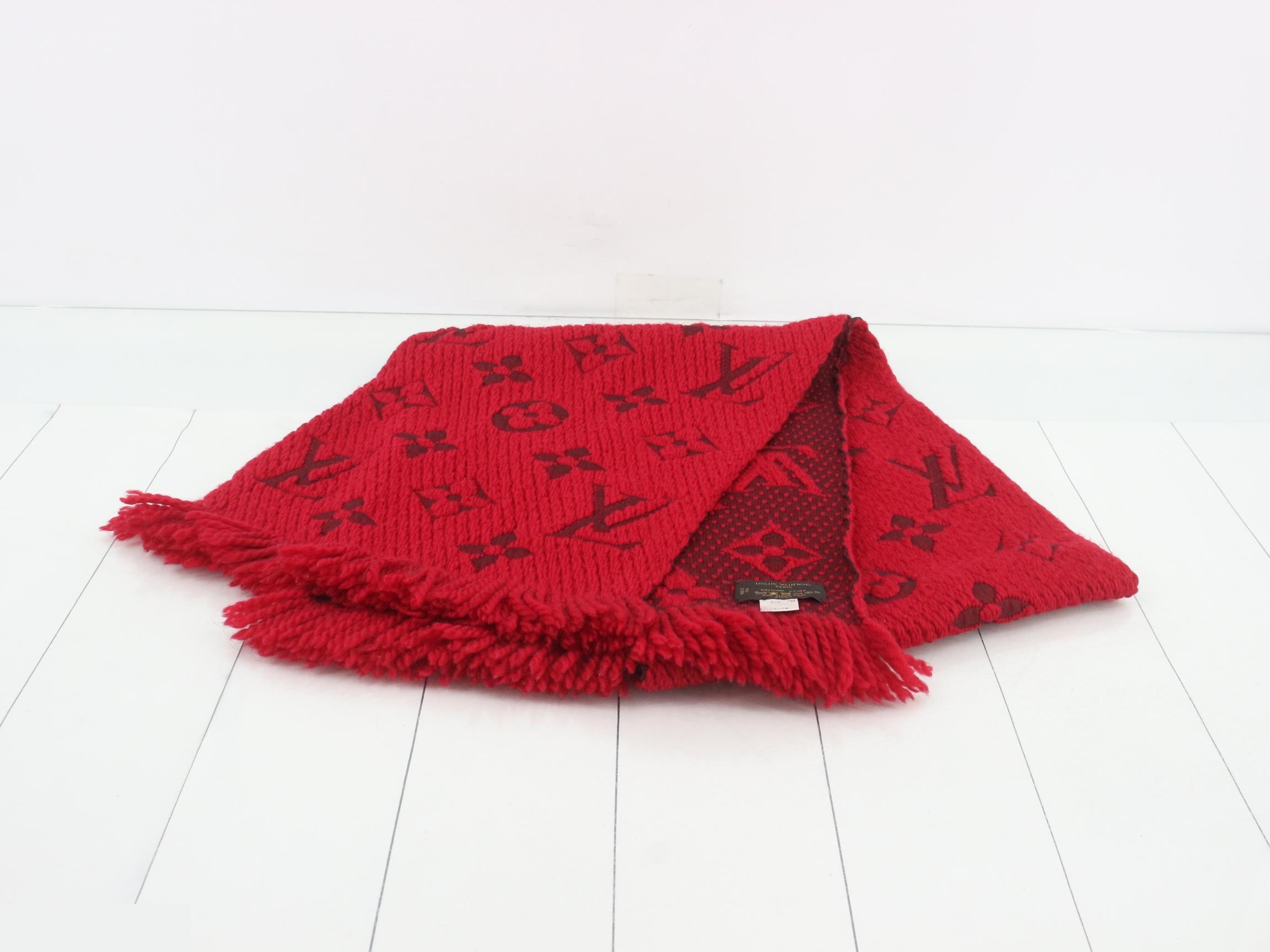 Monogram Logo Mania Long Scarf with Tag, Red — view 2