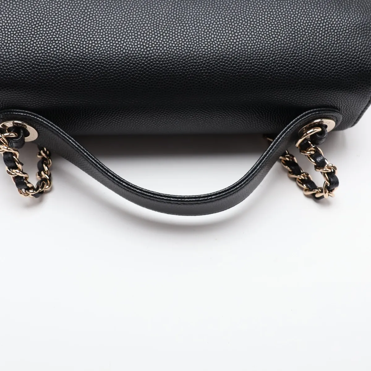 Business Affinity Caviar Skin 2-Way Handbag, Black with Gold Hardware — view 5