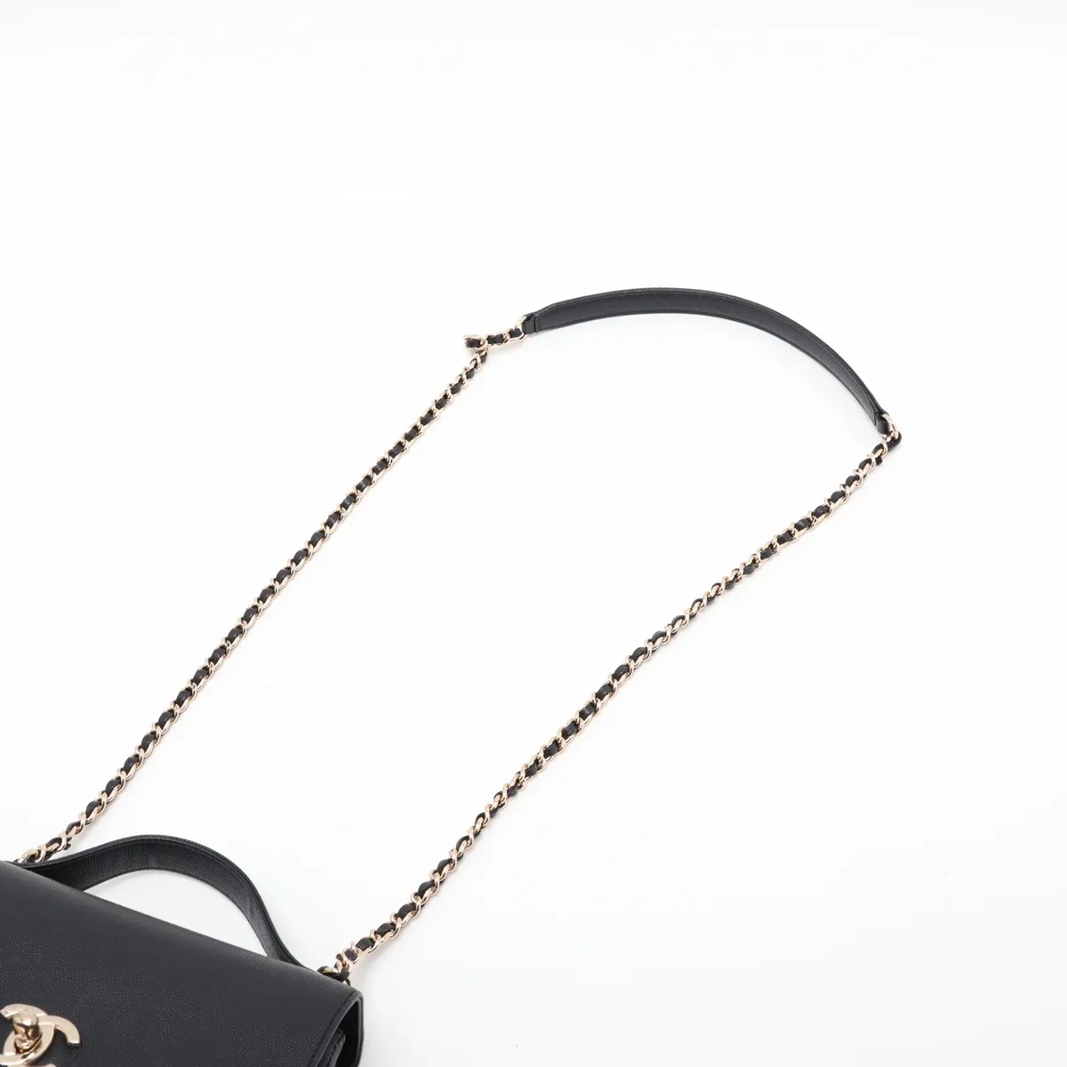 Business Affinity Caviar Skin 2-Way Handbag, Black with Gold Hardware — view 7