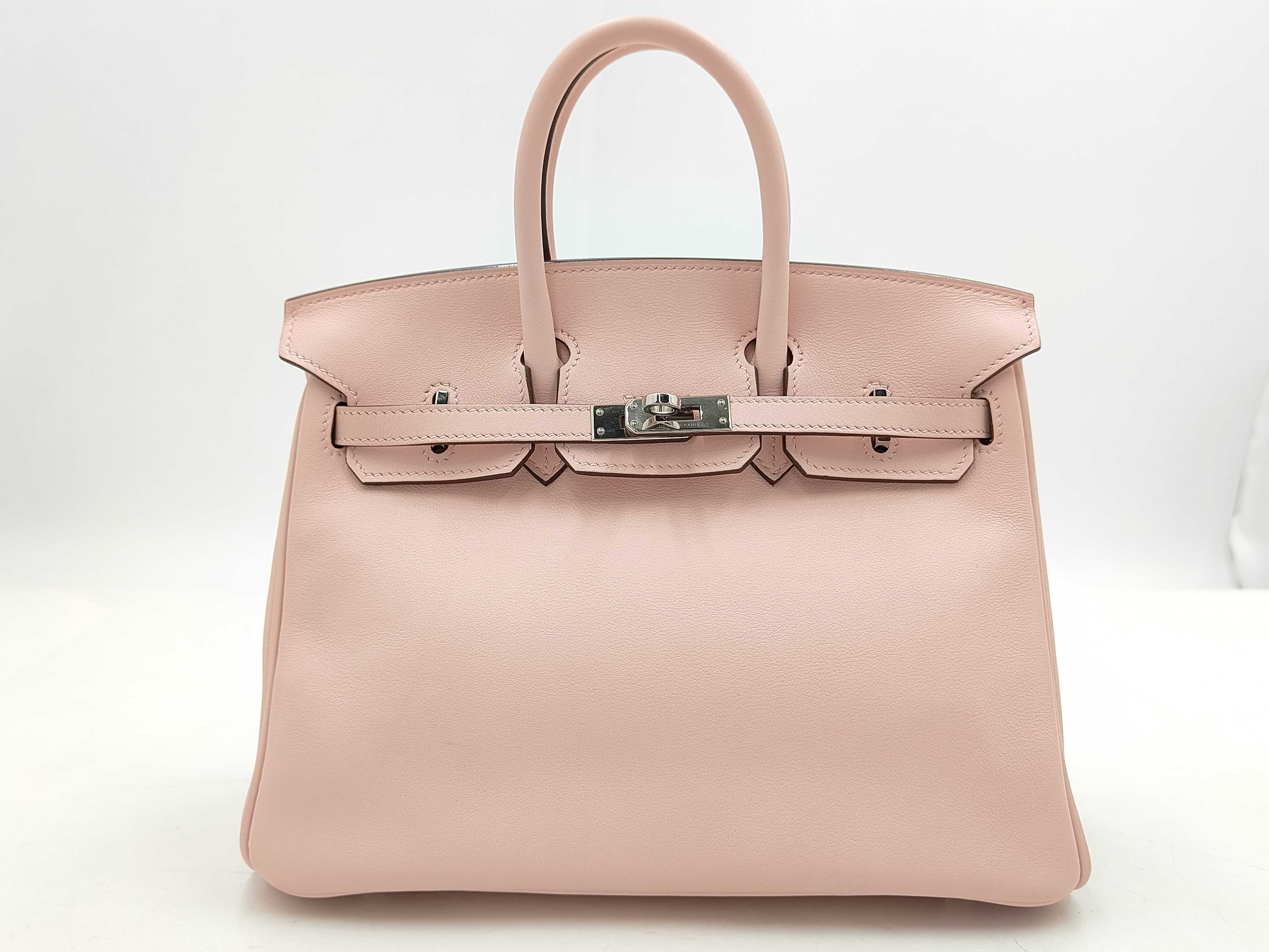 Birkin 25 Swift Rose Sakura X stamp Silver hardware handbag