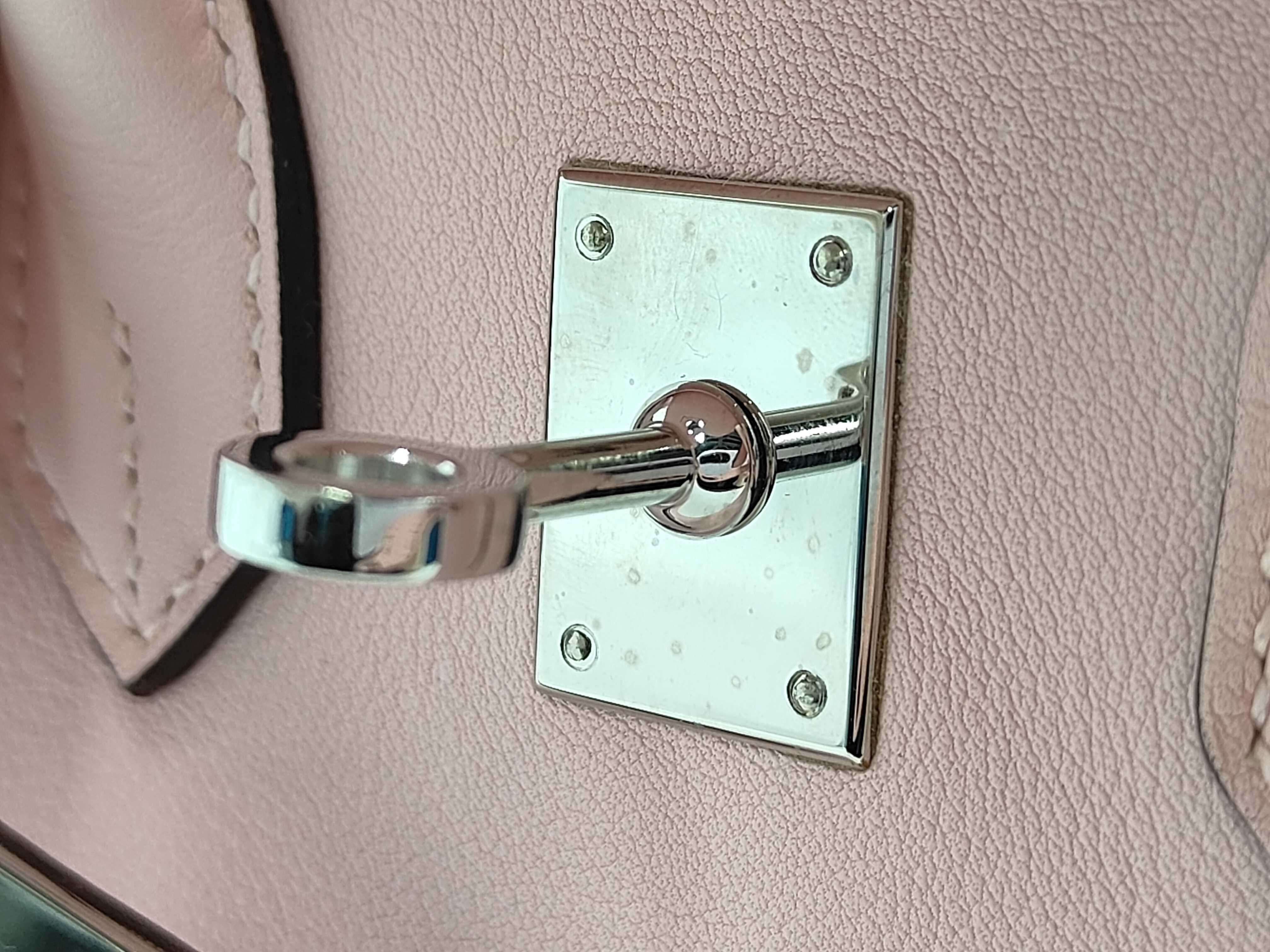 Birkin 25 Swift Rose Sakura X stamp Silver hardware handbag — view 15