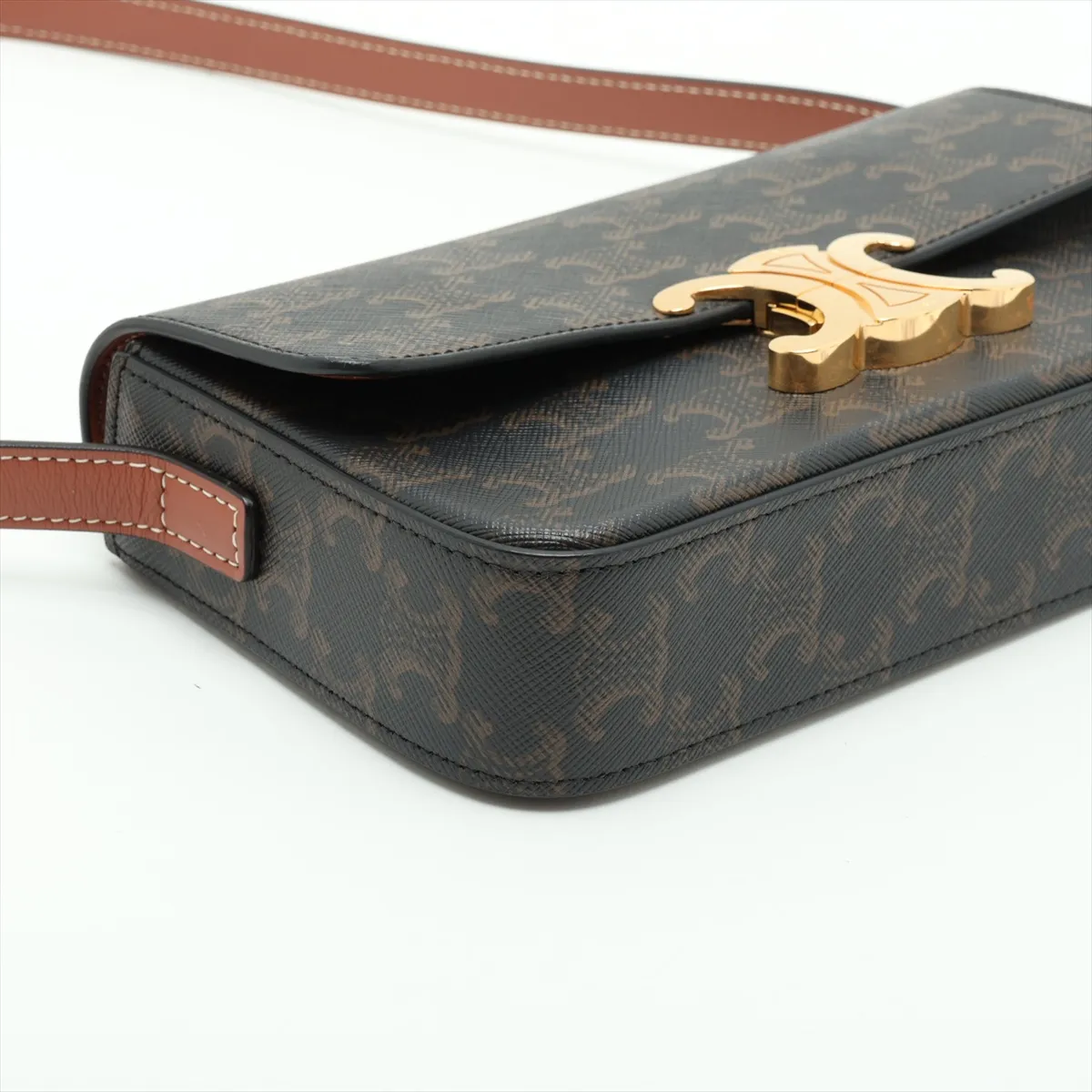 Claude PVC x Leather Shoulder Bag, Brown — view 4