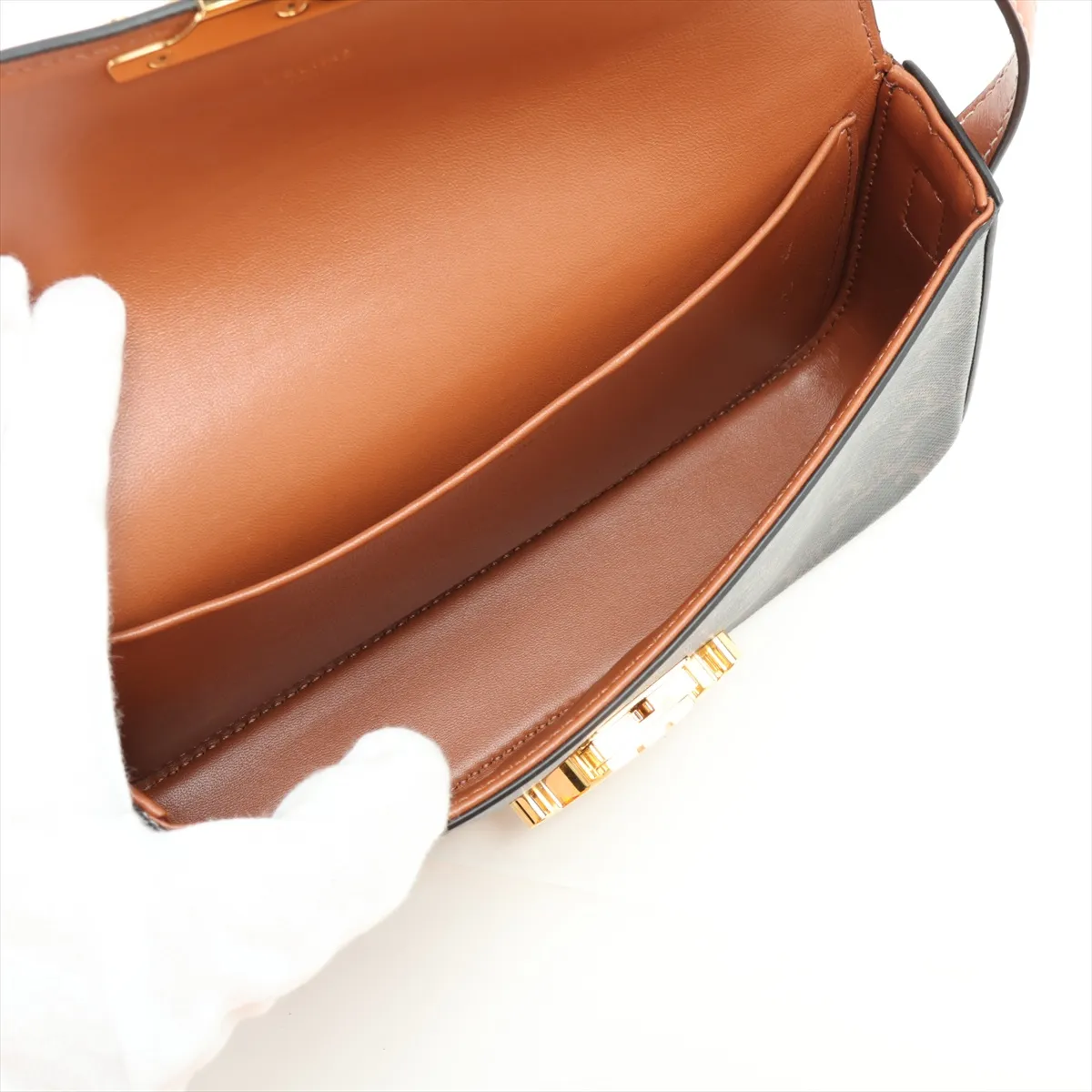 Claude PVC x Leather Shoulder Bag, Brown — view 6