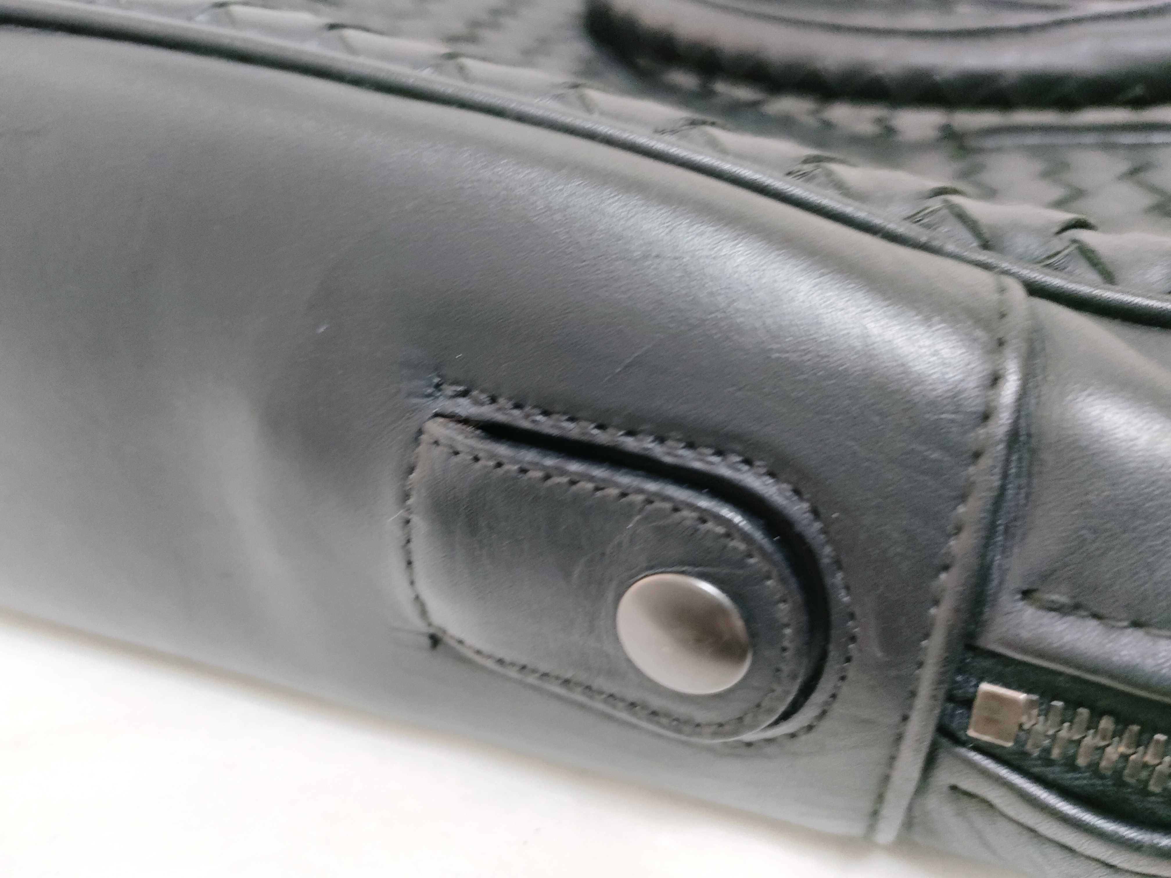 Intrecciato Leather Business Bag, Black — view 14