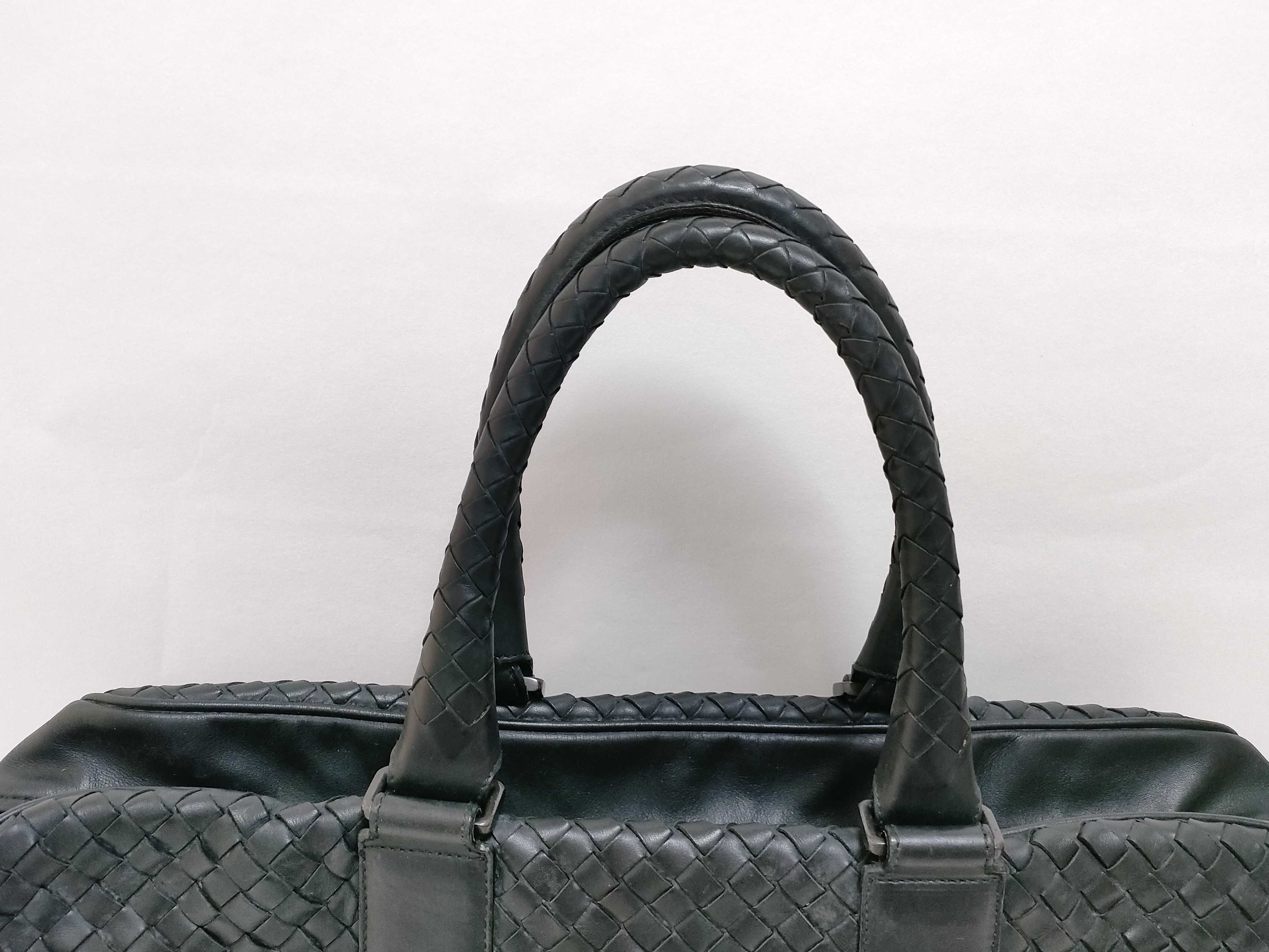 Intrecciato Leather Business Bag, Black — view 3
