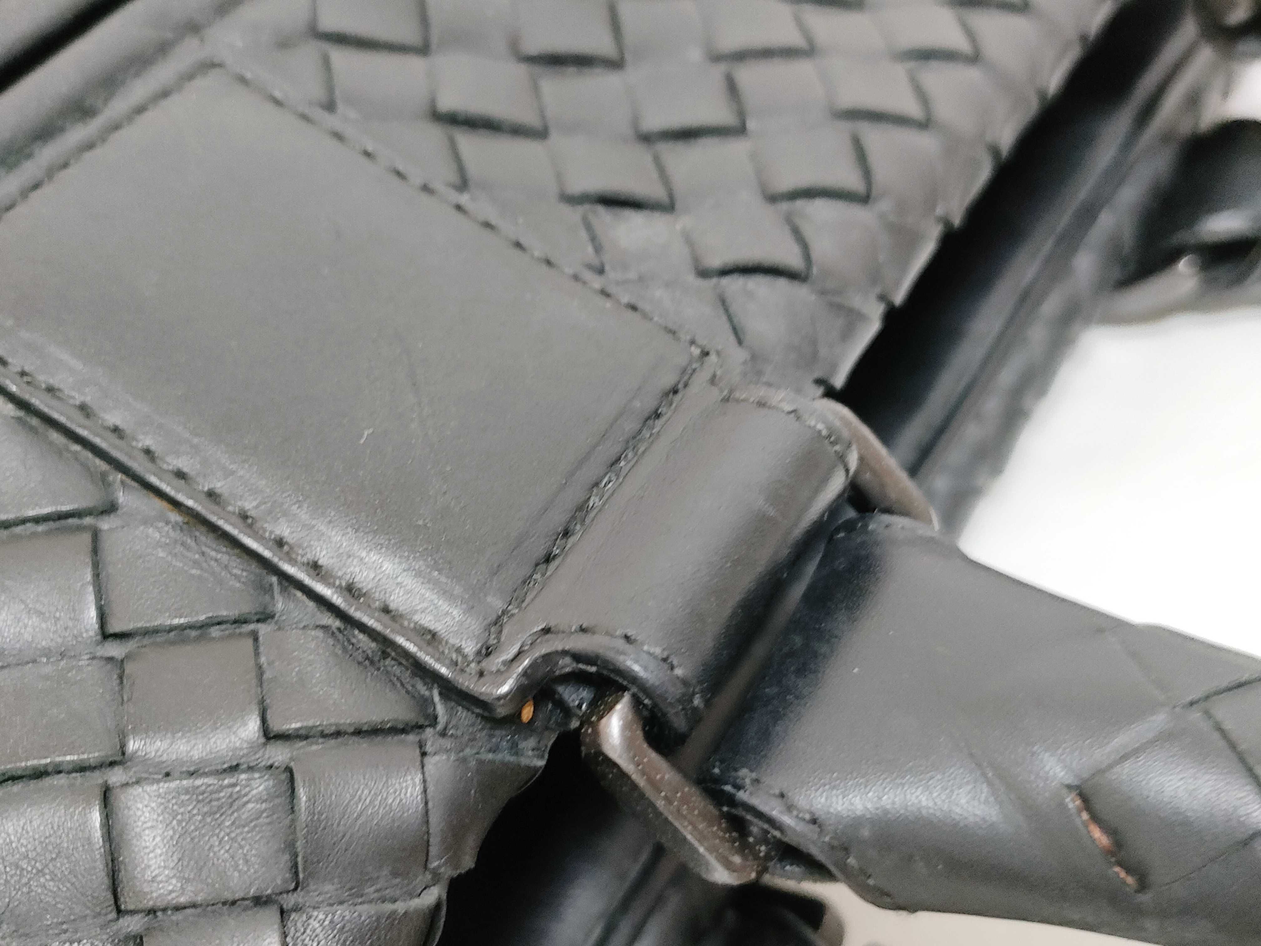 Intrecciato Leather Business Bag, Black — view 5