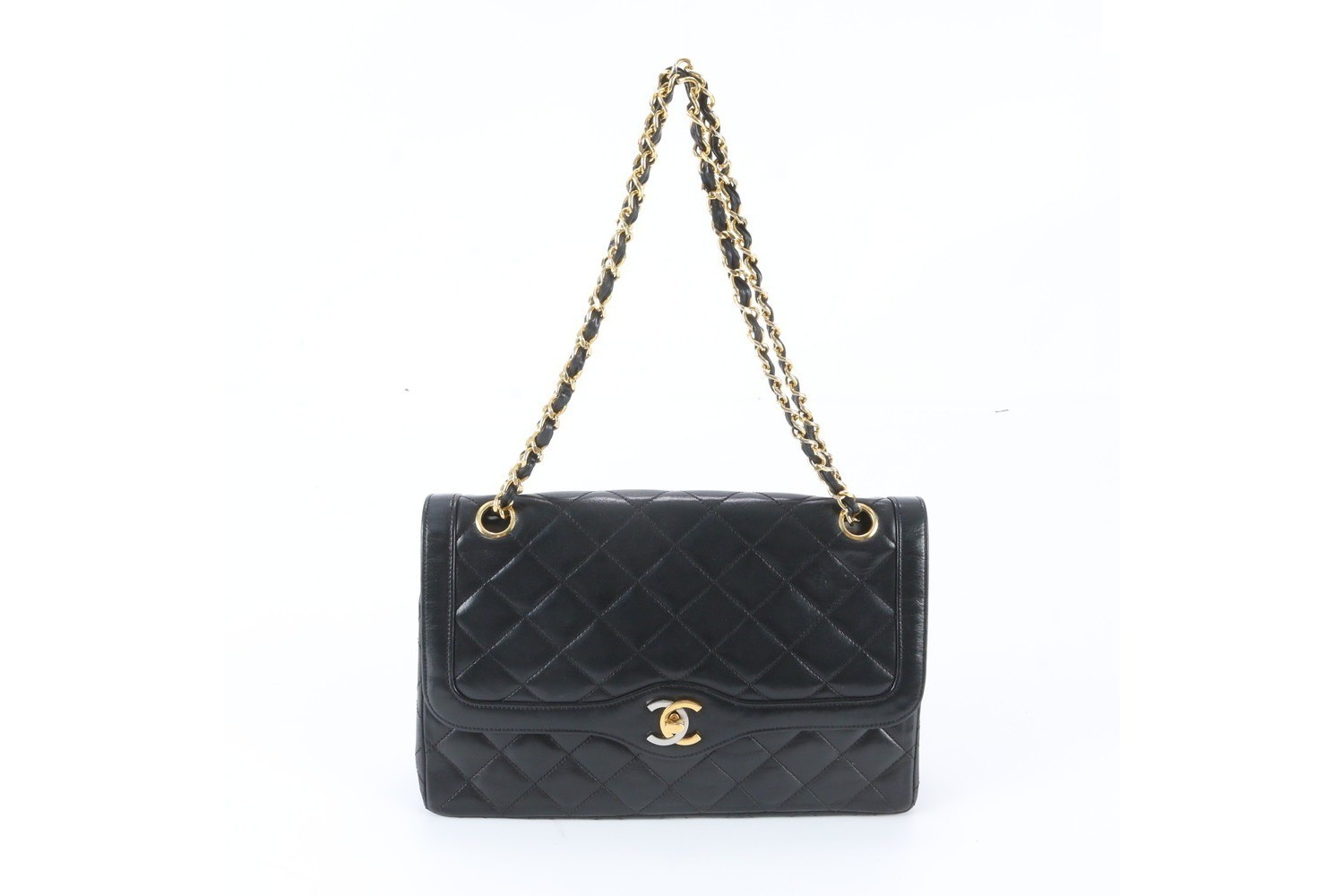 Serial sticker included. Matelassé double flap leather 2-way shoulder bag. — view 4