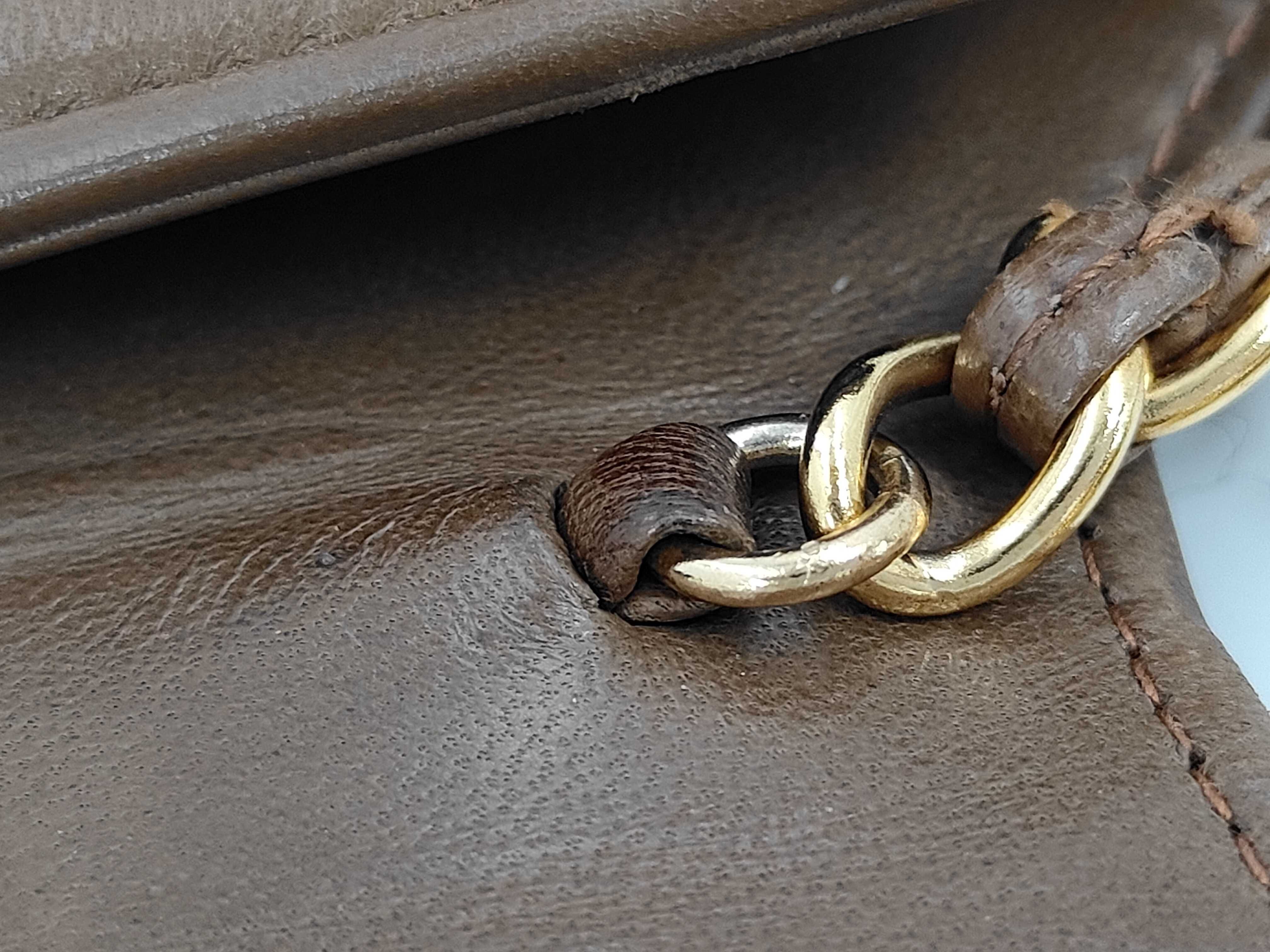 Matelassé Hexagonal Chain Shoulder Bag, Brown Shoulder Bag — view 7