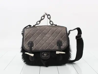 Leather and fur 2-way hand
