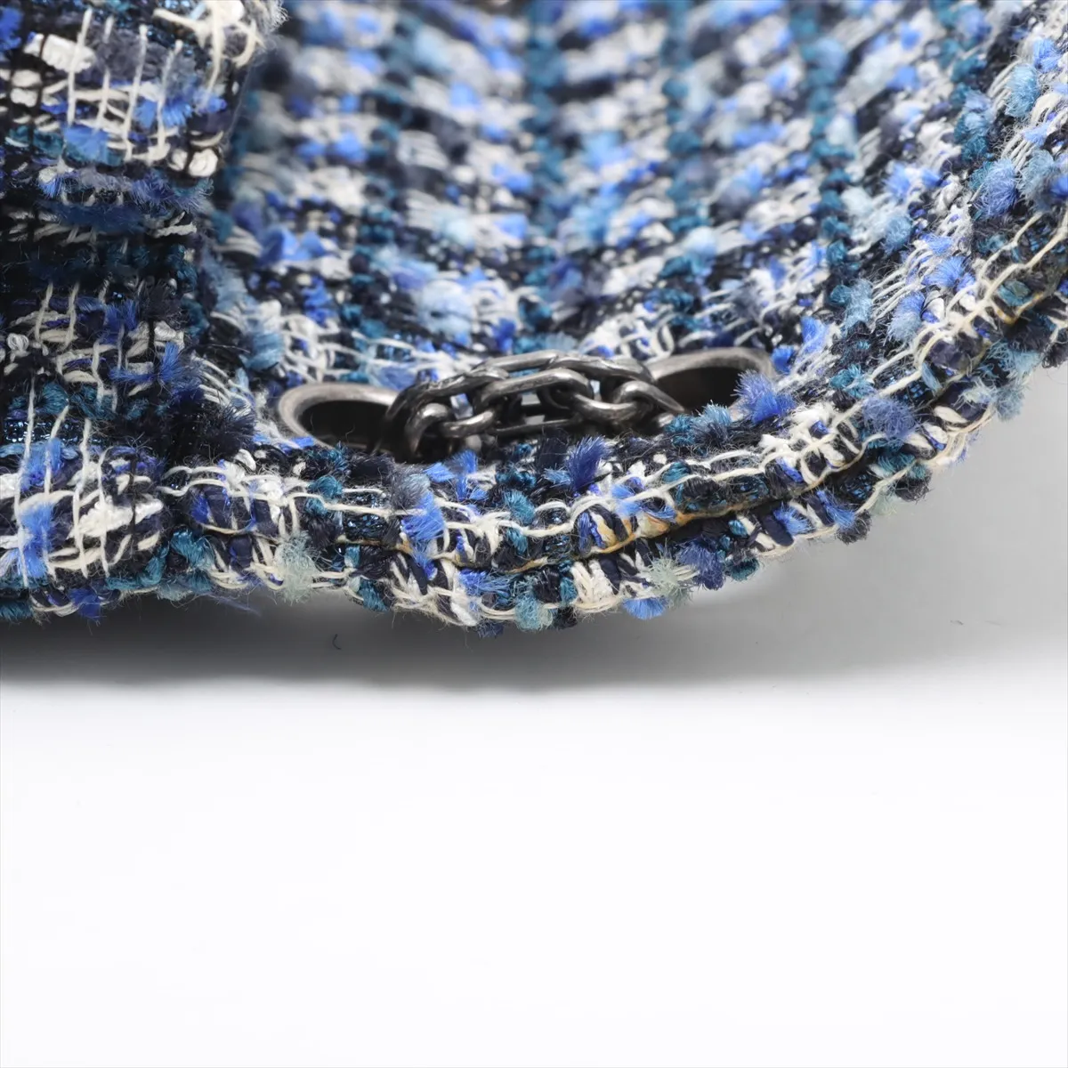 Matelasse 2.55 Mini Tweed Single Flap Double Chain Bag Blue Gunmetal Hardware 29477781 29th Series AS0874 — view 14