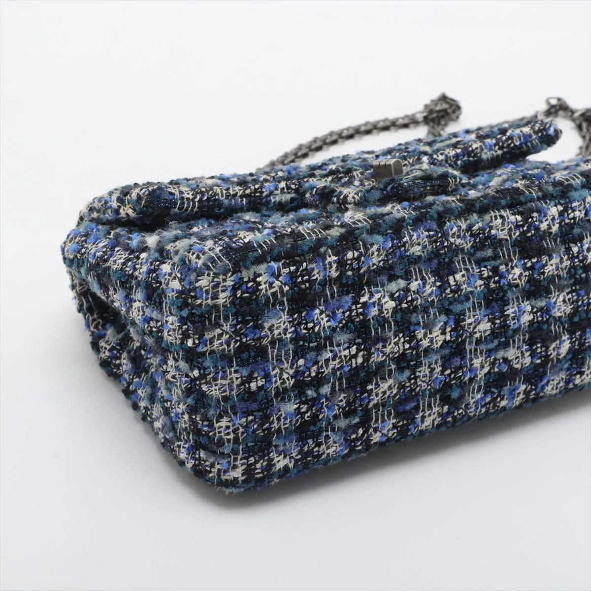 Matelasse 2.55 Mini Tweed Single Flap Double Chain Bag Blue Gunmetal Hardware 29477781 29th Series AS0874 — view 4