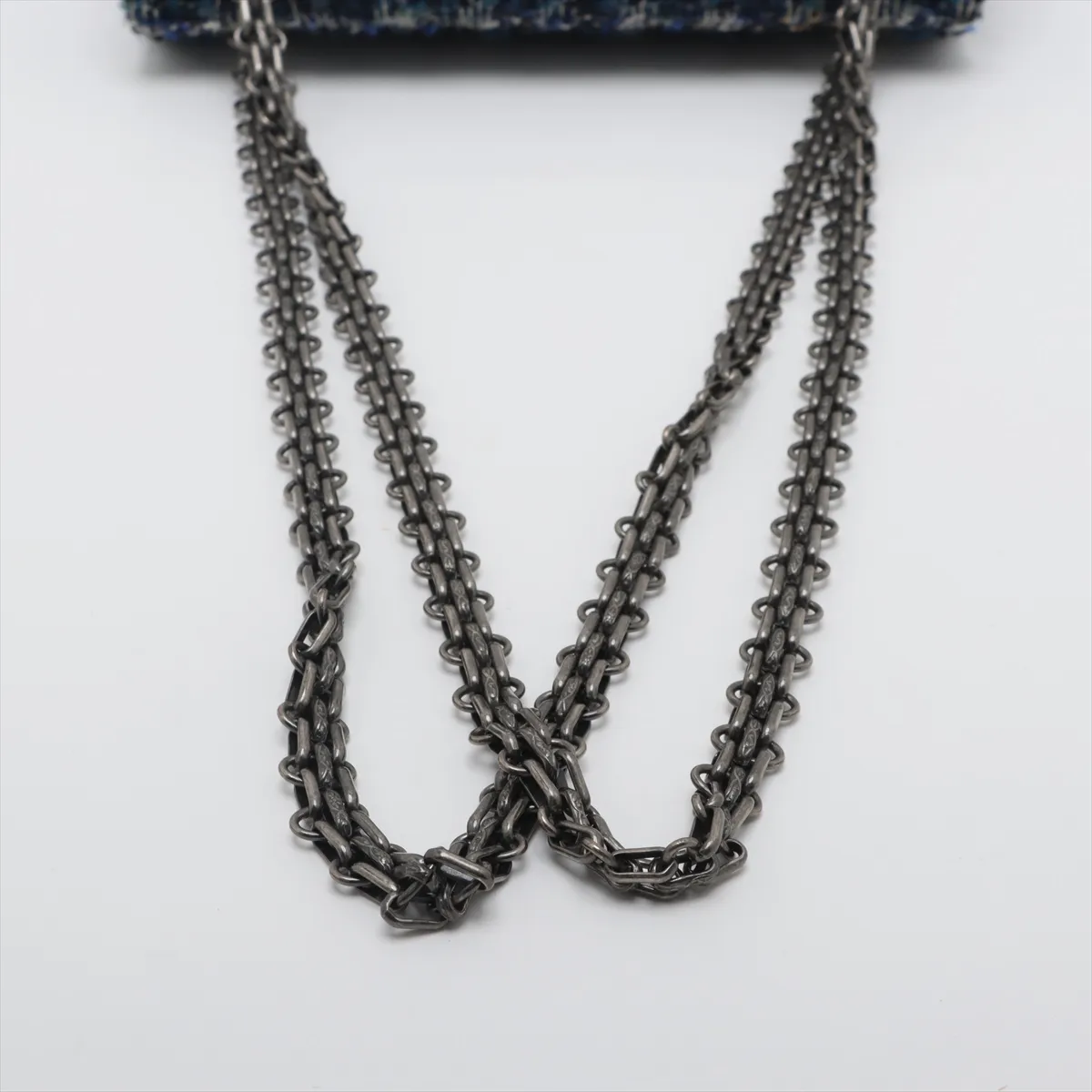 Matelasse 2.55 Mini Tweed Single Flap Double Chain Bag Blue Gunmetal Hardware 29477781 29th Series AS0874 — view 5