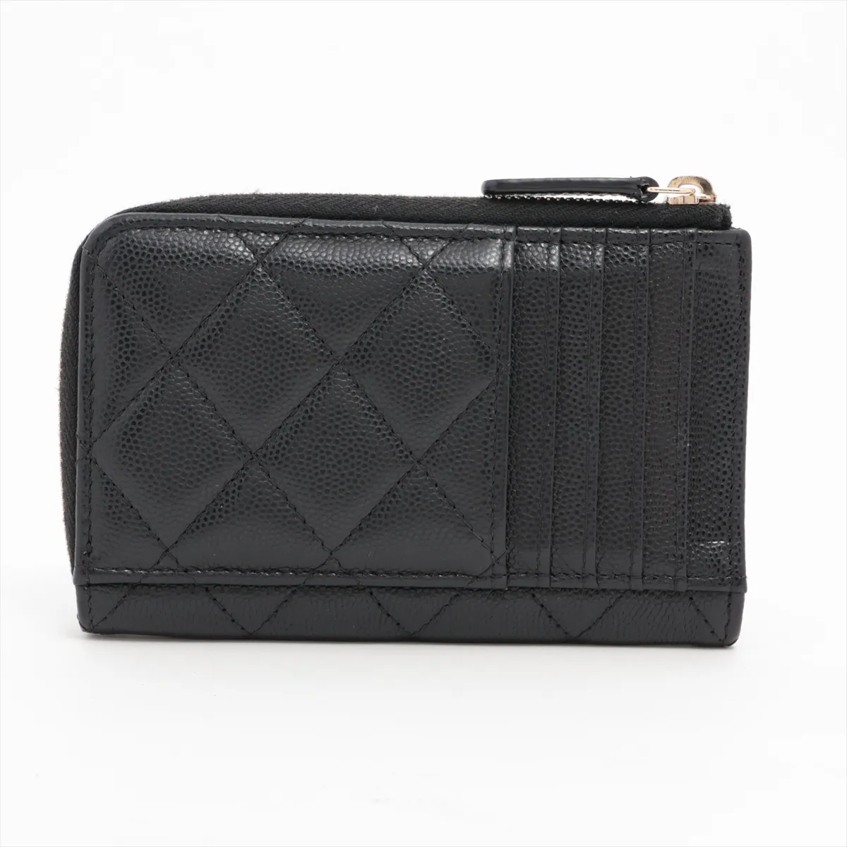 Matelasse caviar skin fragment case black gold hardware U0P9U2LK — view 2