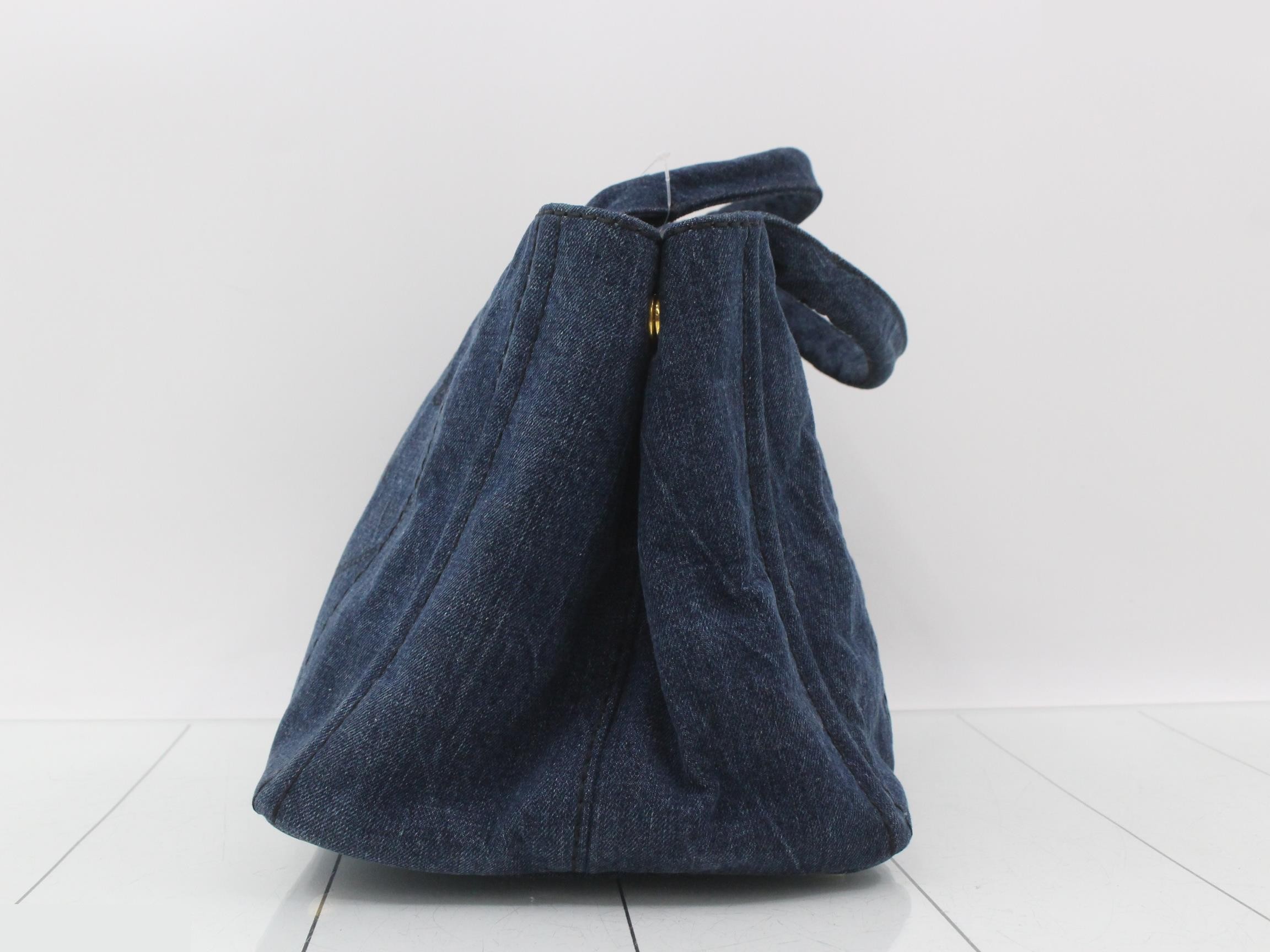 Canapa Tote Handbag, Denim, Navy — view 3