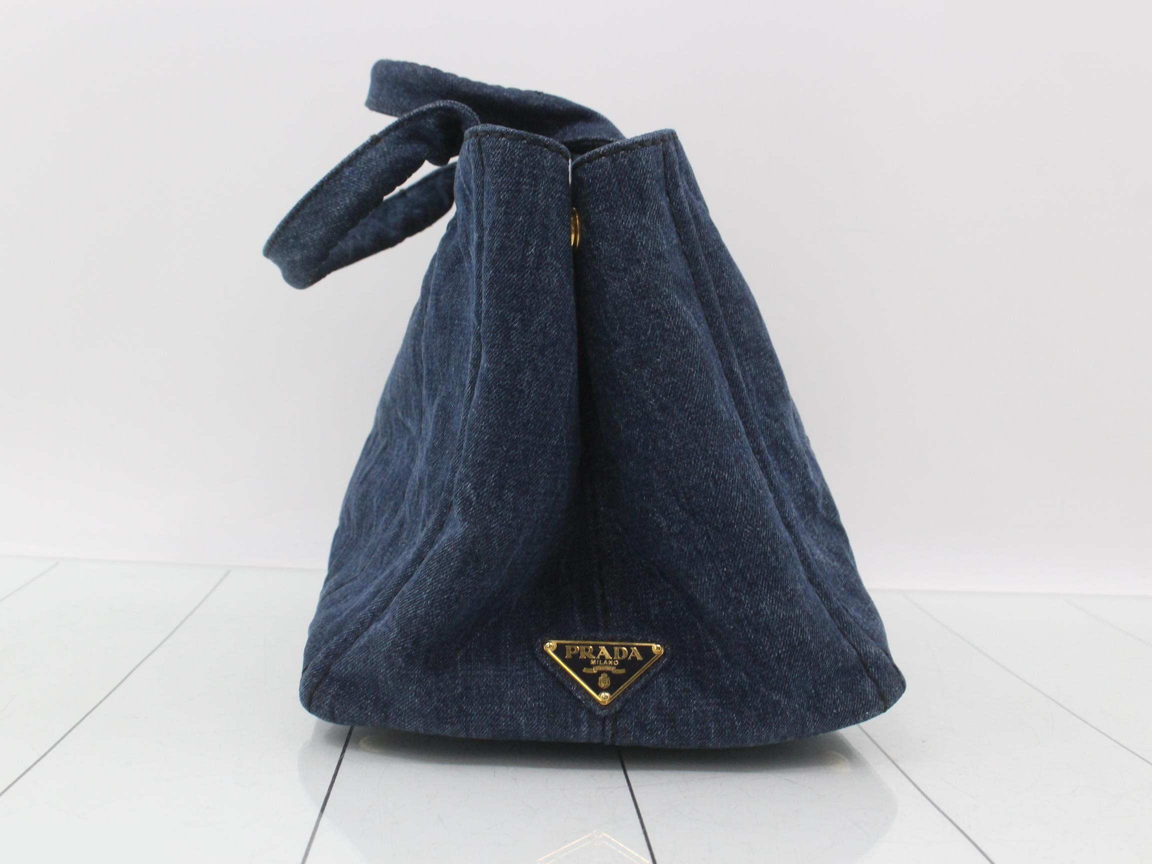 Canapa Tote Handbag, Denim, Navy — view 4