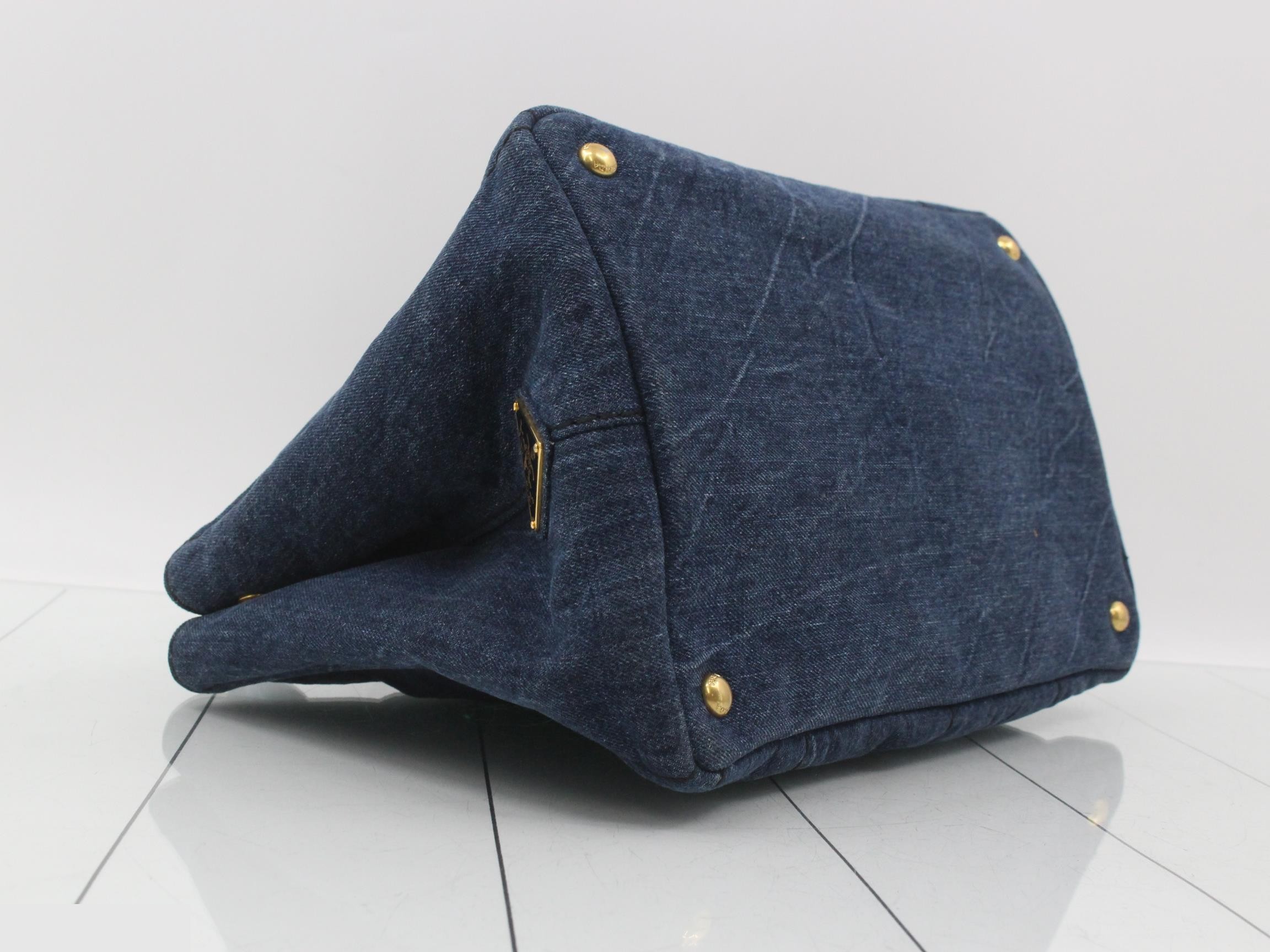 Canapa Tote Handbag, Denim, Navy — view 5