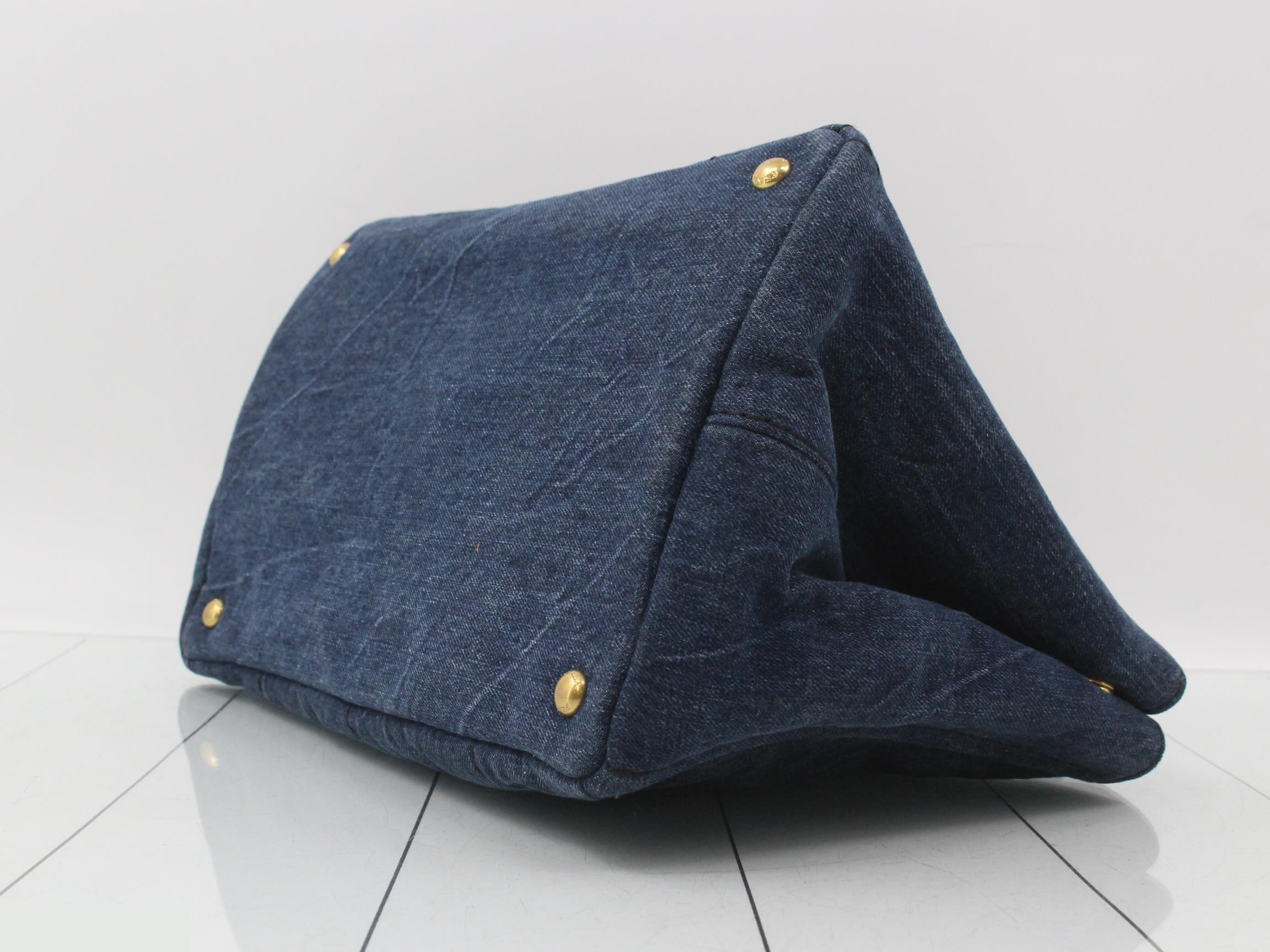 Canapa Tote Handbag, Denim, Navy — view 6