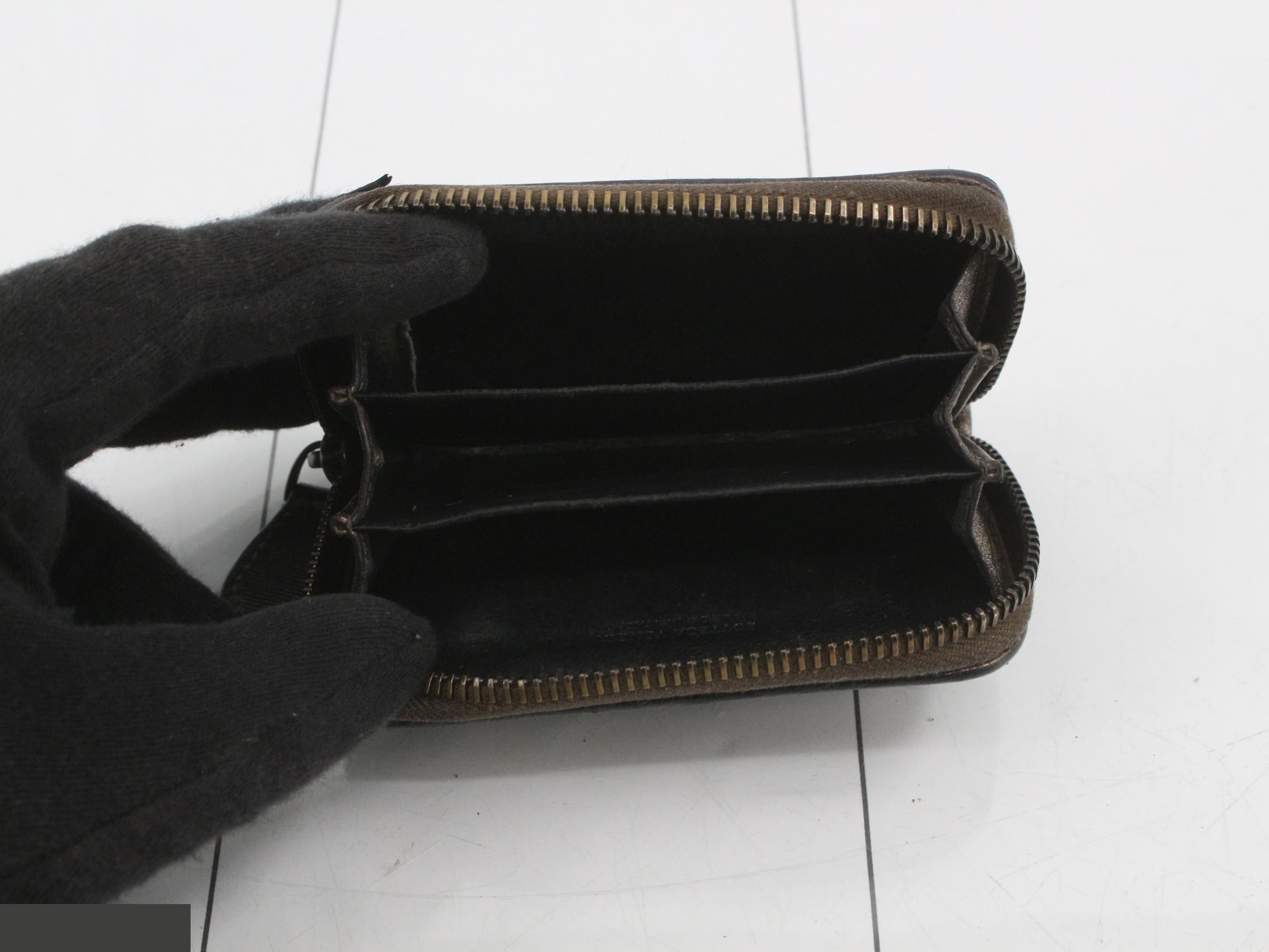 Intrecciato coin case, gold, round zipper. — view 4