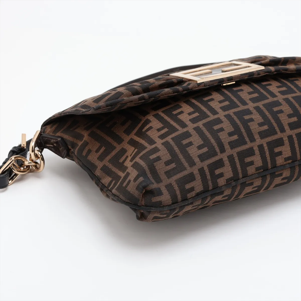 Zucca Canvas x Leather Shoulder Bag, Brown x Black, 8BT163 — view 4