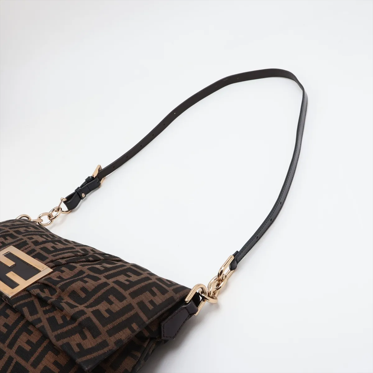 Zucca Canvas x Leather Shoulder Bag, Brown x Black, 8BT163 — view 5