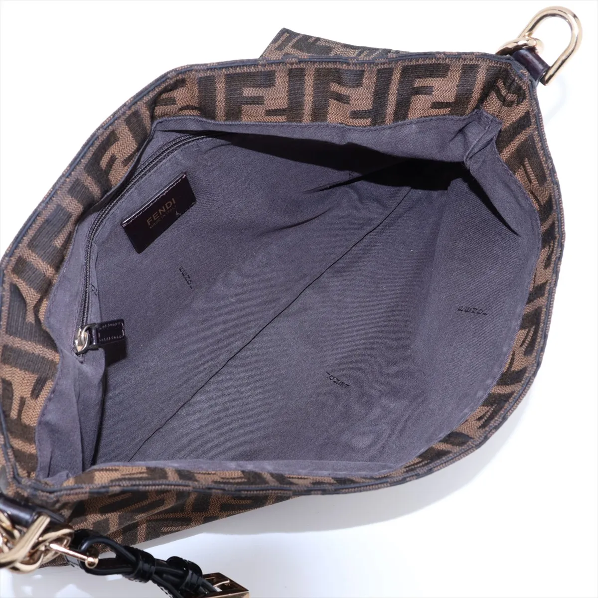 Zucca Canvas x Leather Shoulder Bag, Brown x Black, 8BT163 — view 6