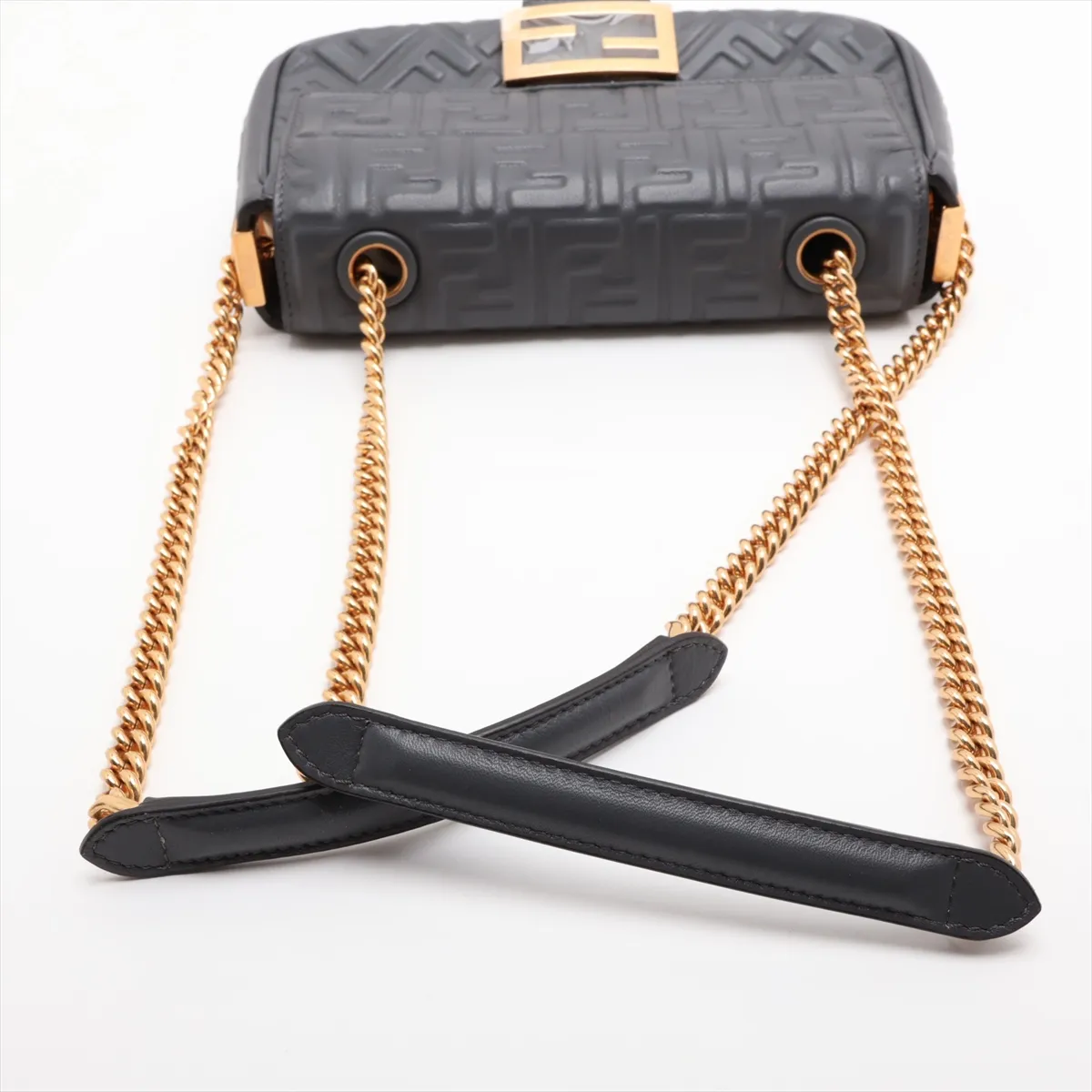 Zucca Mamma Bucket Leather Chain Shoulder Bag, Gray, 8BR793 — view 5