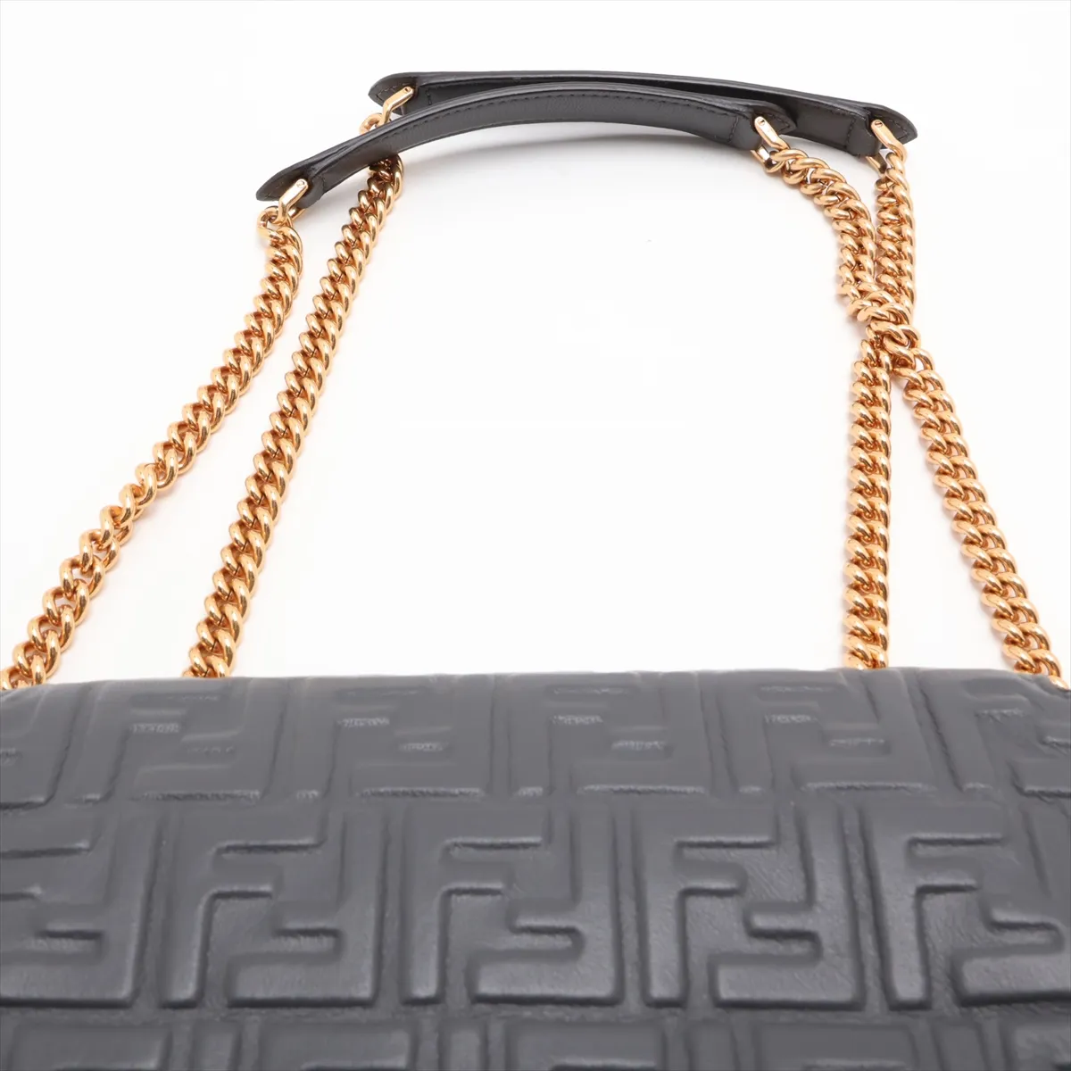Zucca Mamma Bucket Leather Chain Shoulder Bag, Gray, 8BR793 — view 6