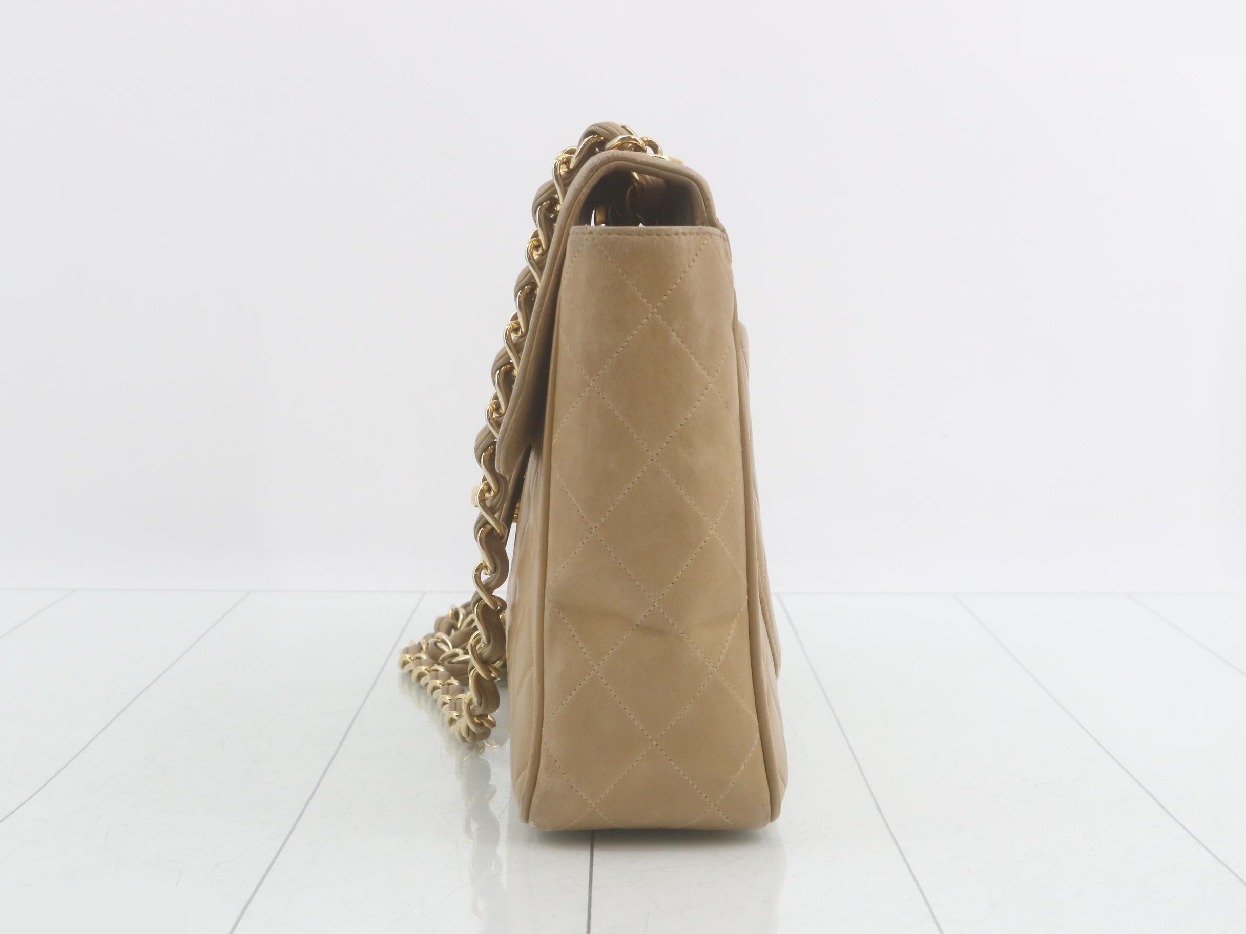 Matelassé Coco Mark Chain Shoulder Bag, Beige — view 3