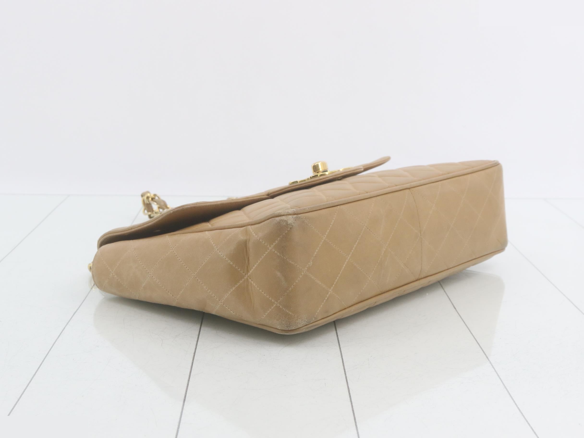 Matelassé Coco Mark Chain Shoulder Bag, Beige — view 5