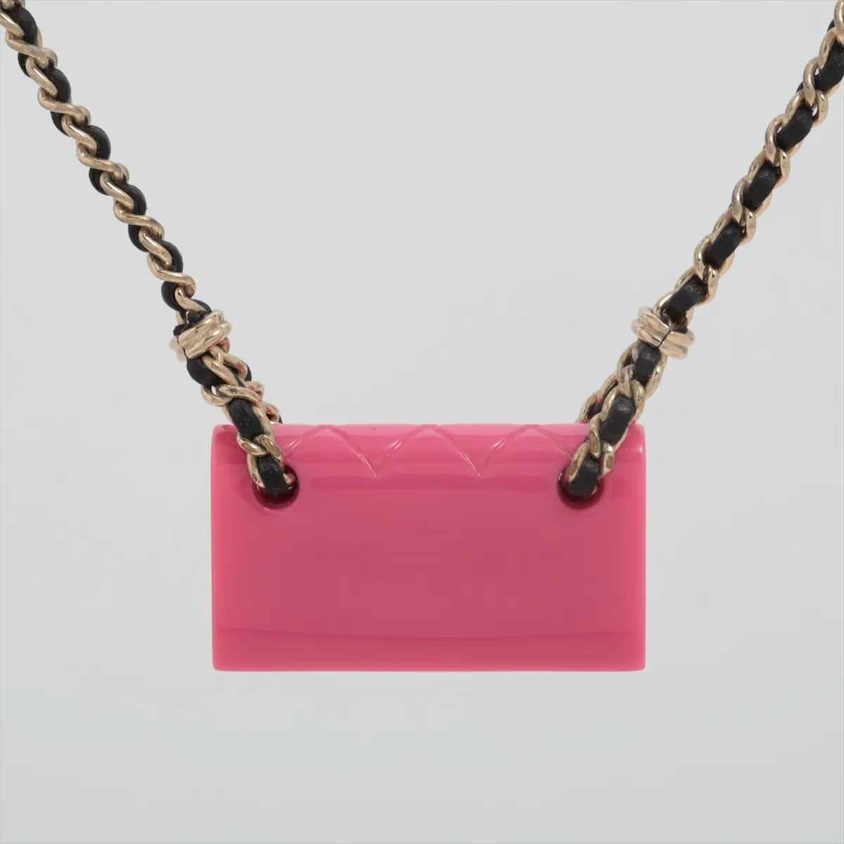 Matelassé B23C Necklace, GP x Plastic, Pink, — view 2
