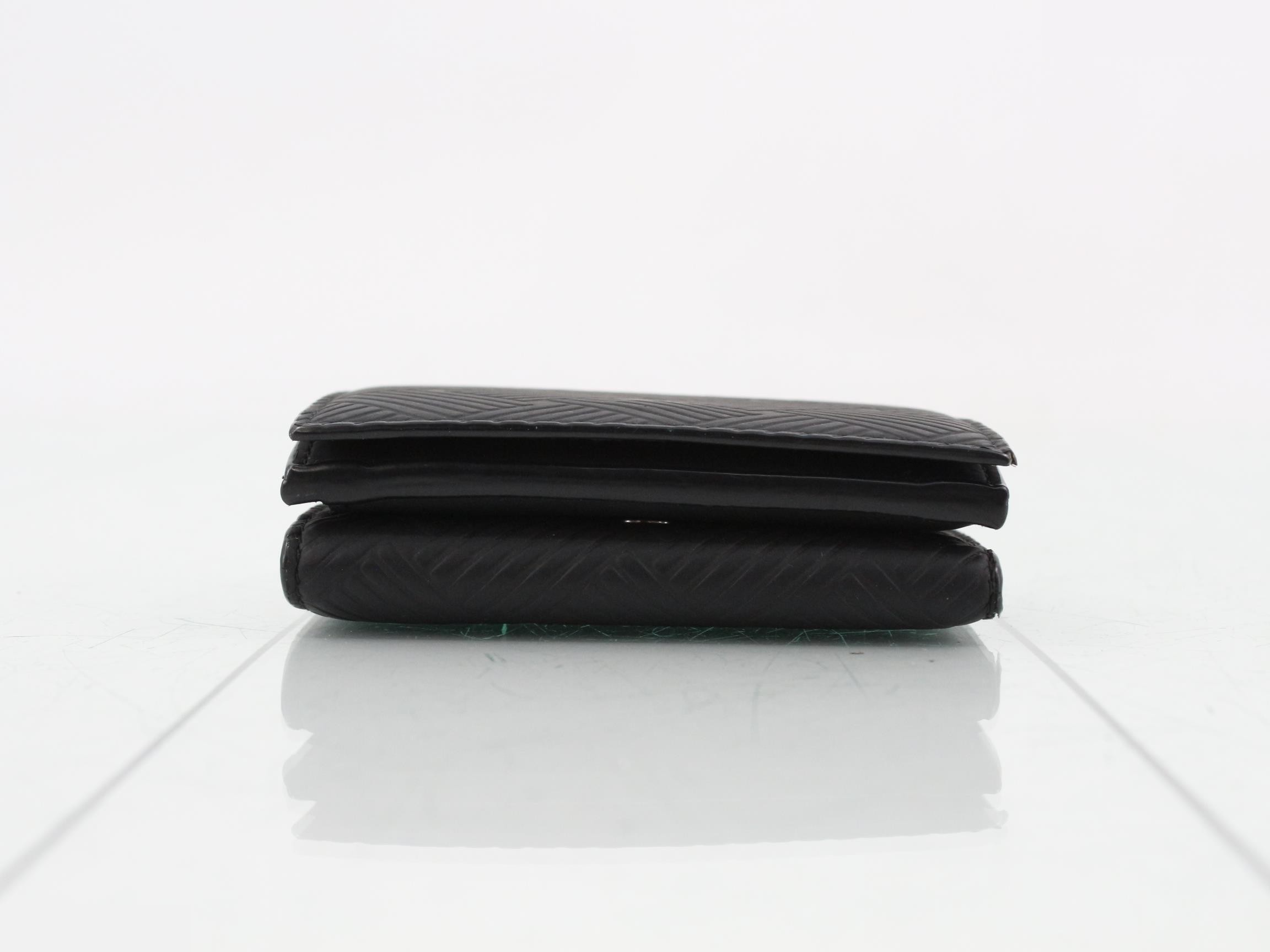 Tri-fold wallet, debossed intrecciato weave, rubber, pouch — view 3