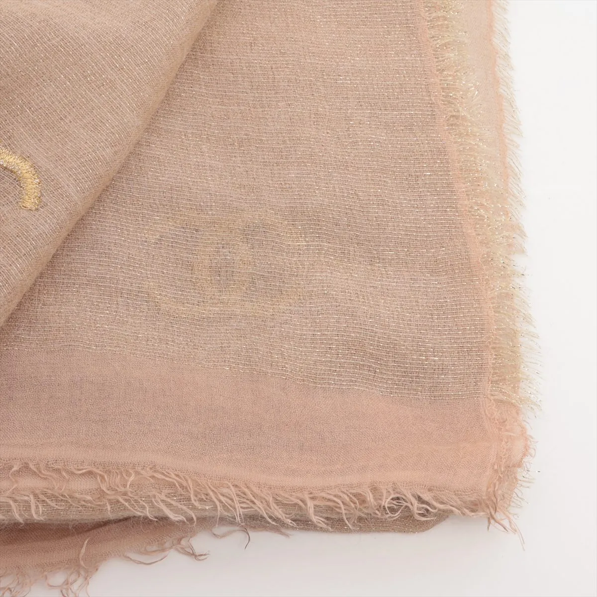 Coco Mark Stole, Modal x Alpaca, Gold x Beige. Shows signs of wear, — view 2
