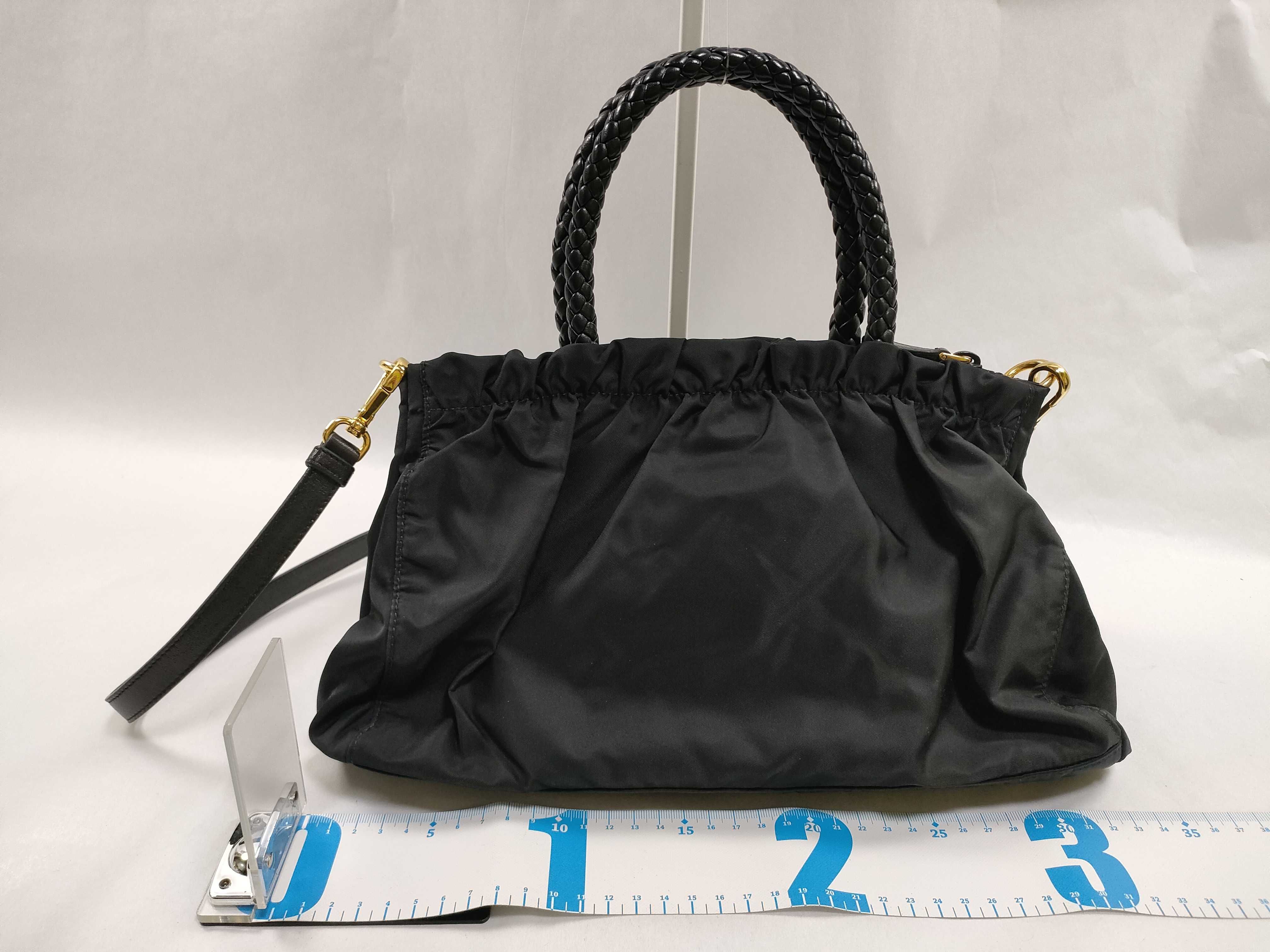 Nylon White Tag 194 Ribbon 2-way Bag, Nylon Black, with Shoulder Strap, Handbag — view 2