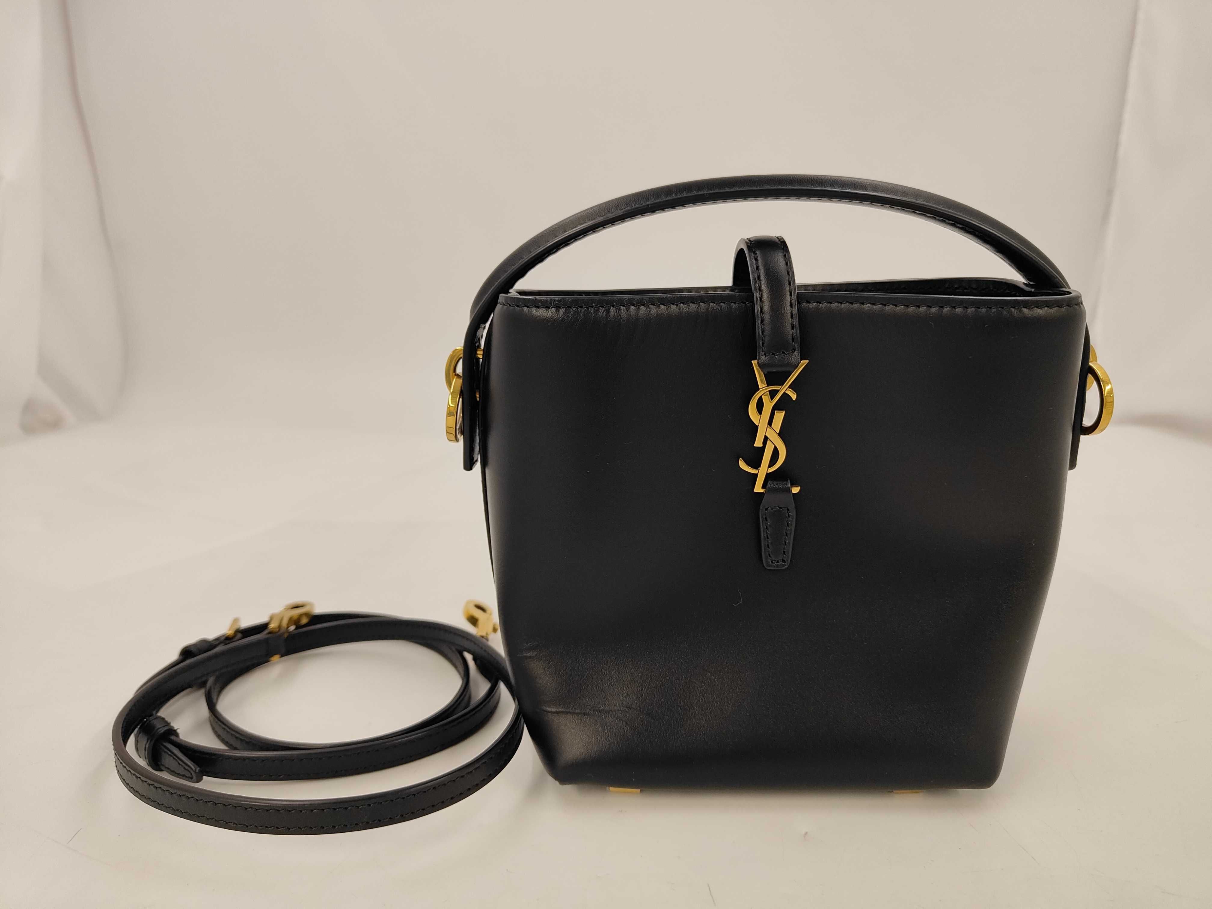 LE 37 Mini Shiny Leather Shoulder Bag with Gold Hardware (Black)