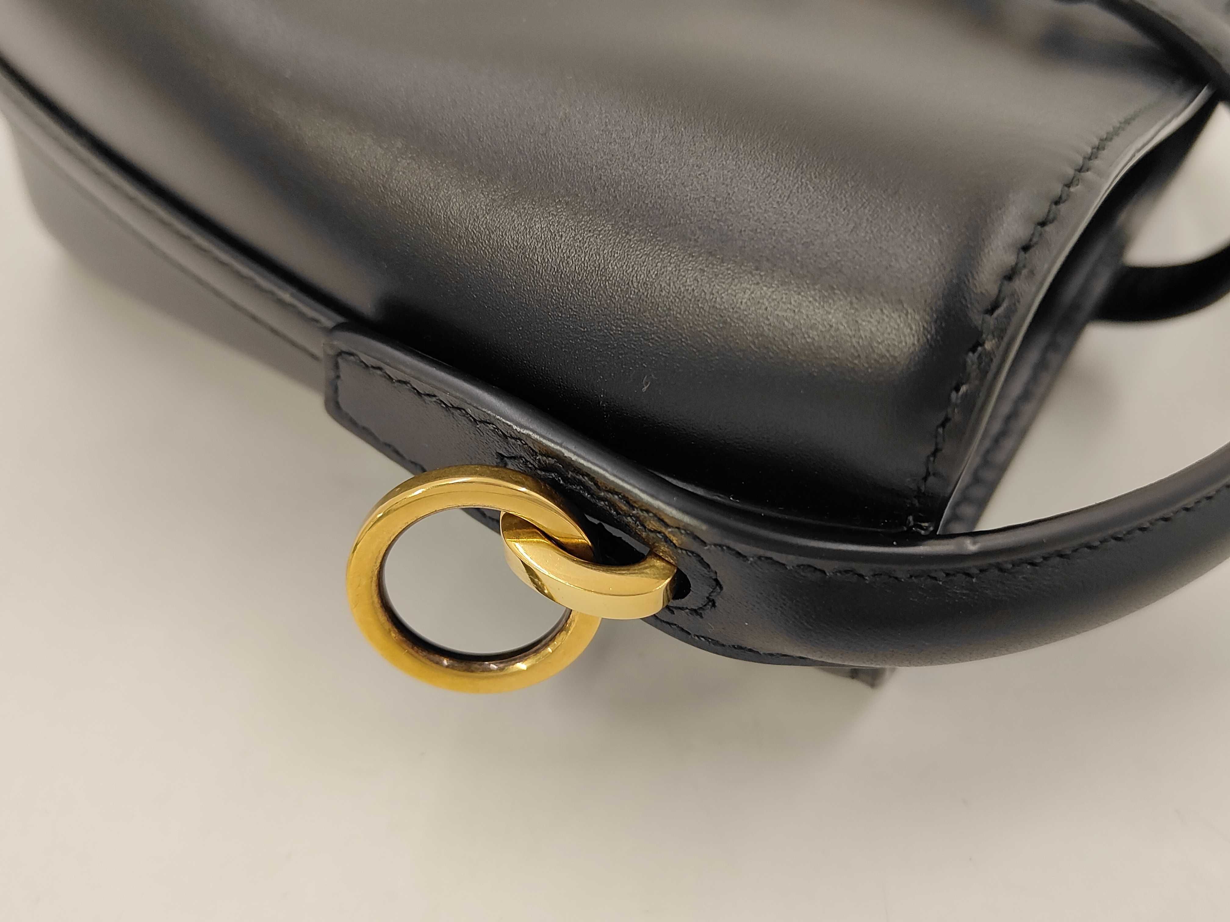 LE 37 Mini Shiny Leather Shoulder Bag with Gold Hardware (Black) — view 5