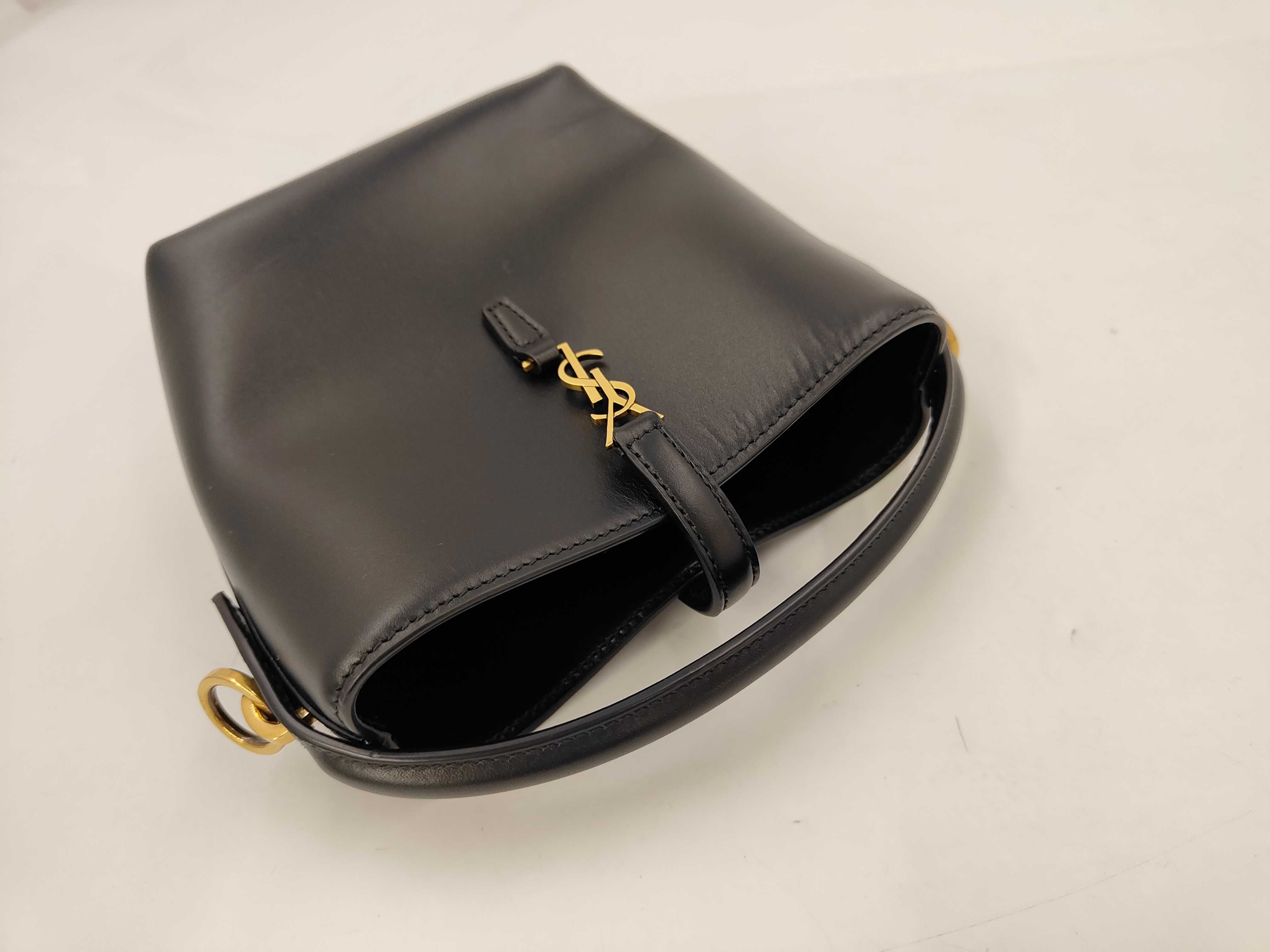 LE 37 Mini Shiny Leather Shoulder Bag with Gold Hardware (Black) — view 6