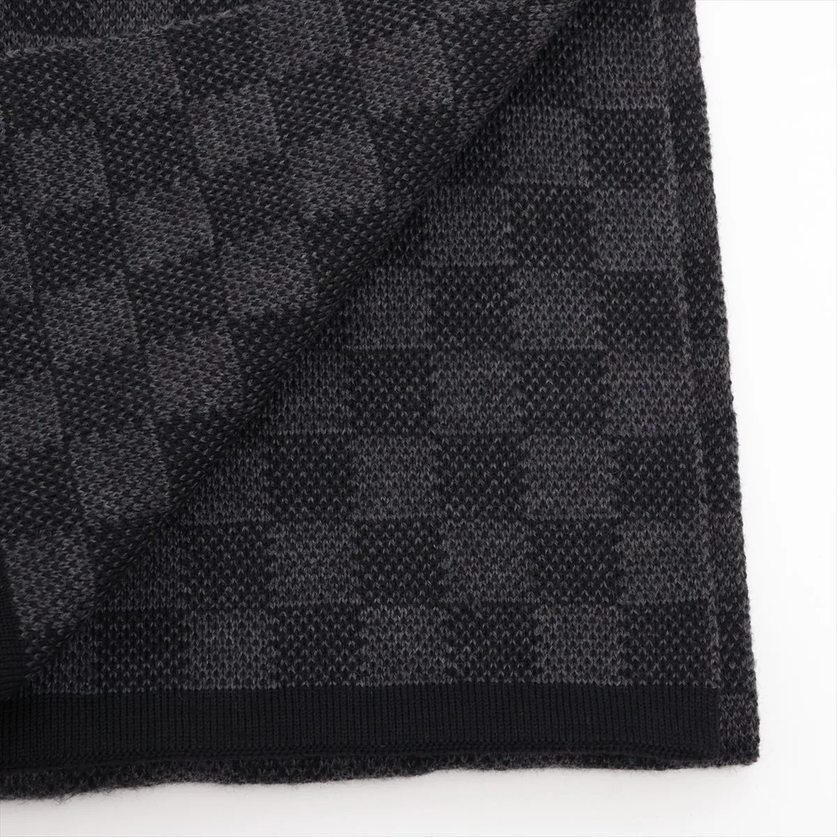 M70028 Echarpe Petit Damier MR0168 Scarf, Wool, Black. Shows signs of wear, — view 2