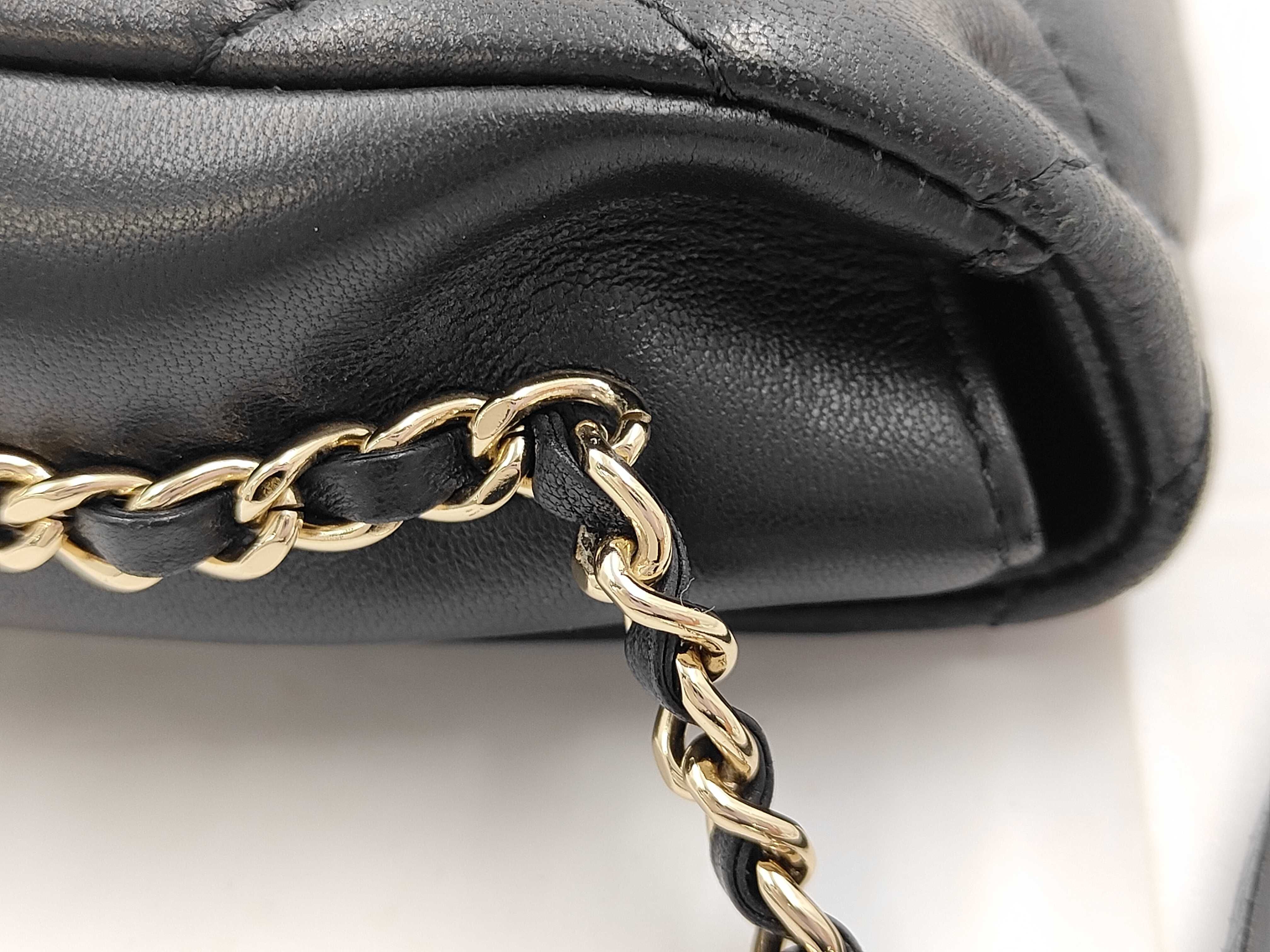 Mini Matelassé Pearl Lambskin Gold Hardware Chain Shoulder Bag, Card & Seal Serial Number , AS1436, Black Shoulder Bag — view 5