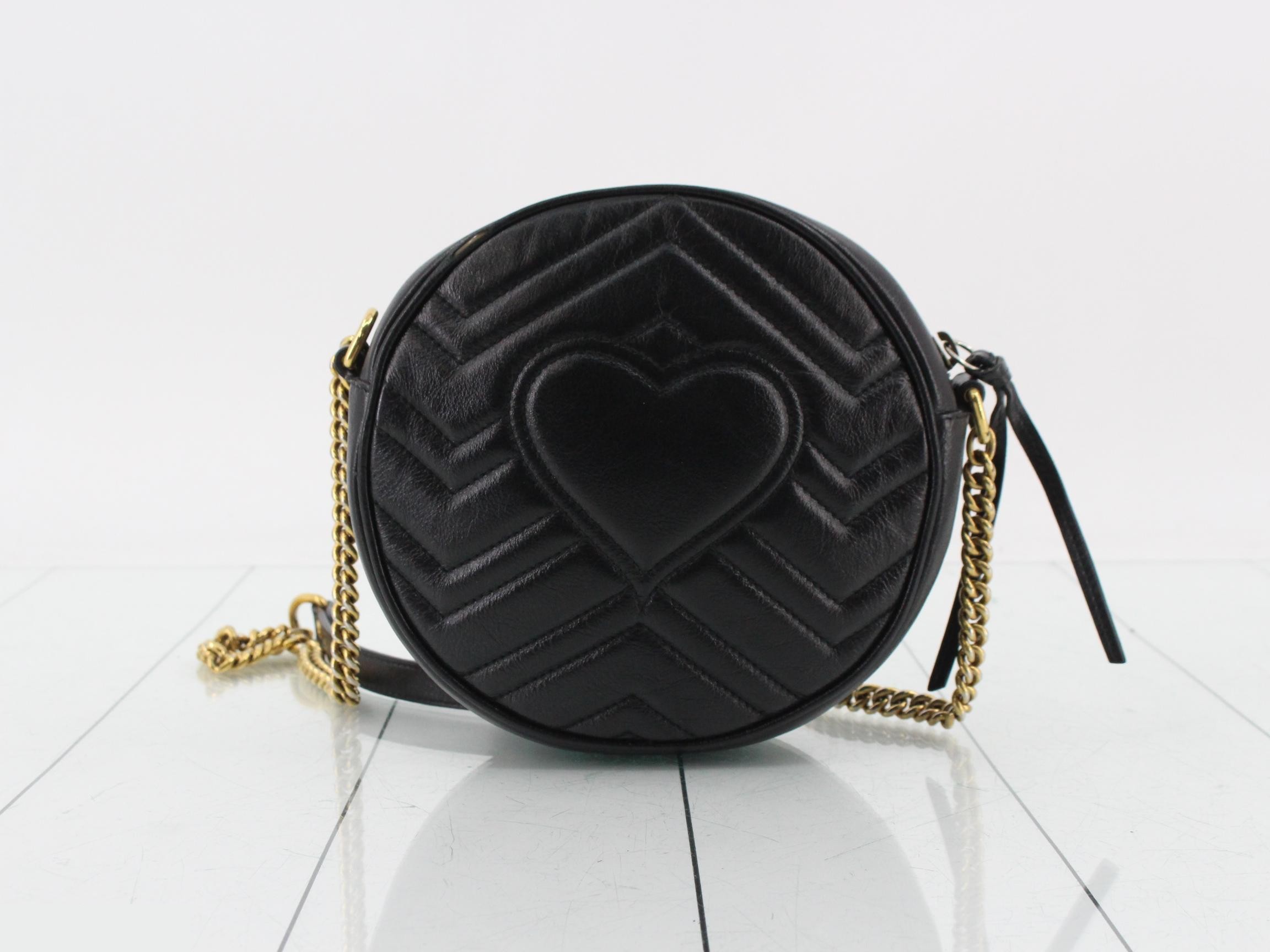 GG Marmont Leather Round Chain Shoulder Bag — view 2